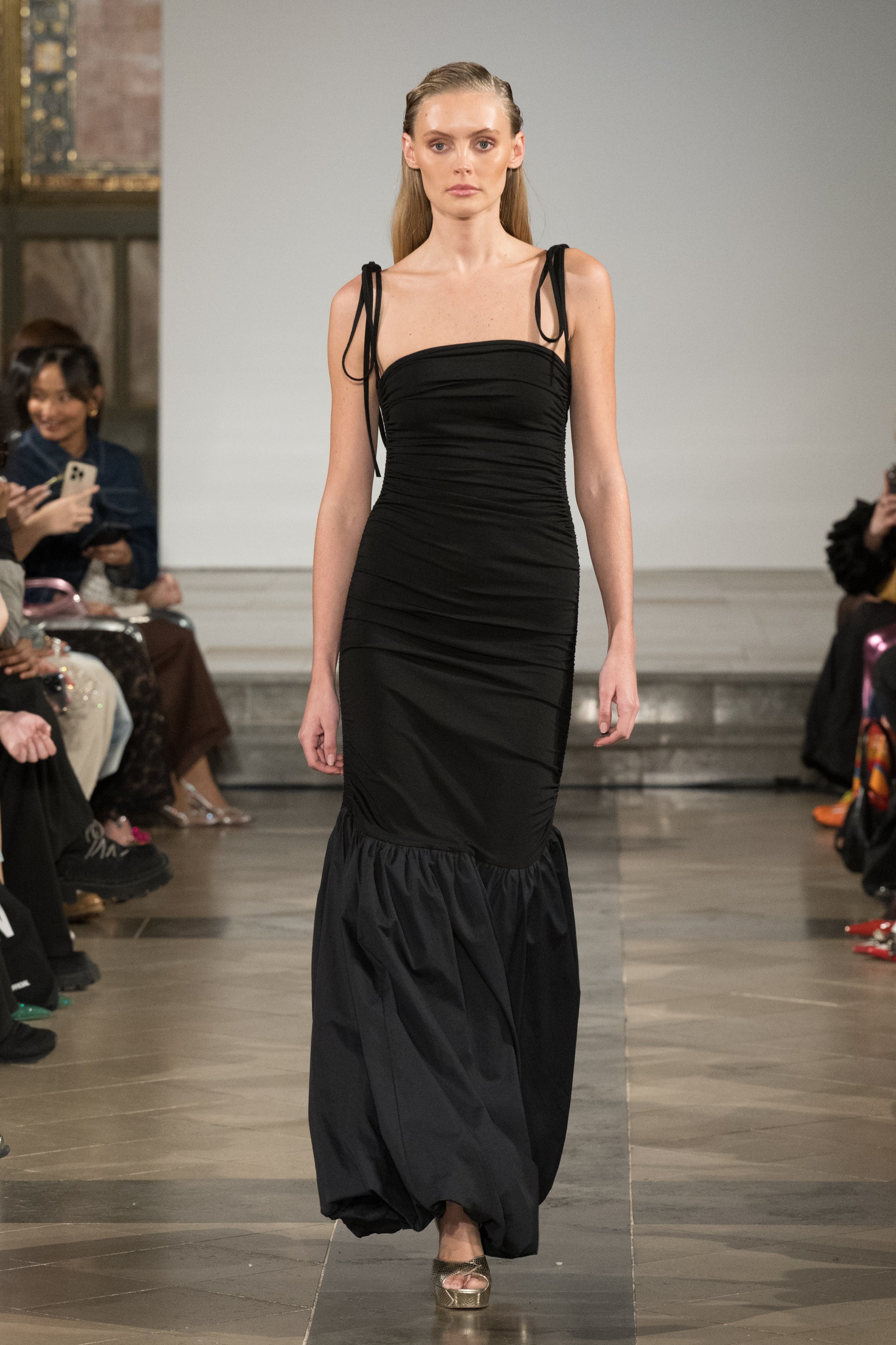 Alexa Pure Cotton Black Fishtail Maxi Dress