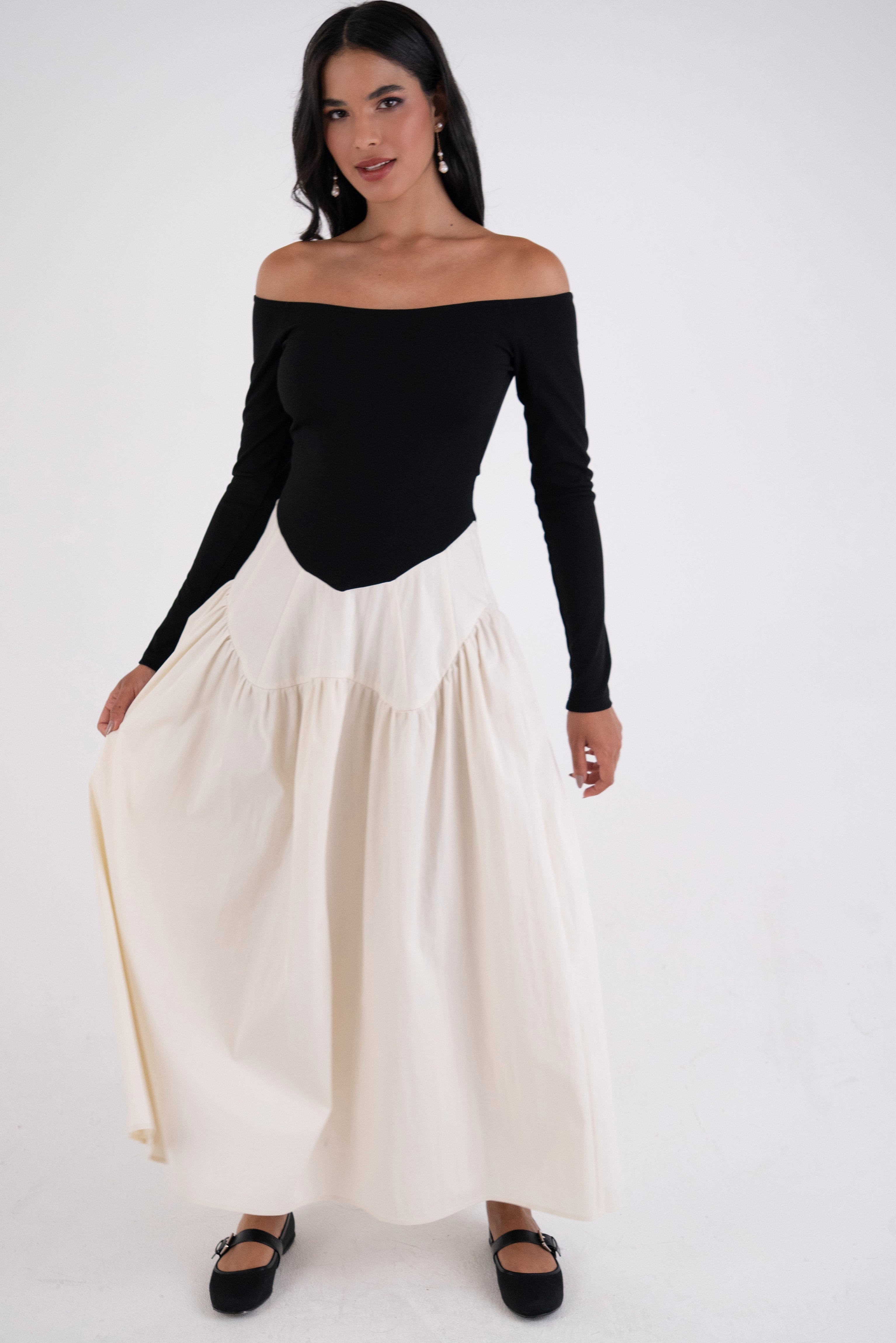 Nancy Rich Cotton Off-Shoulder Maxi Dress