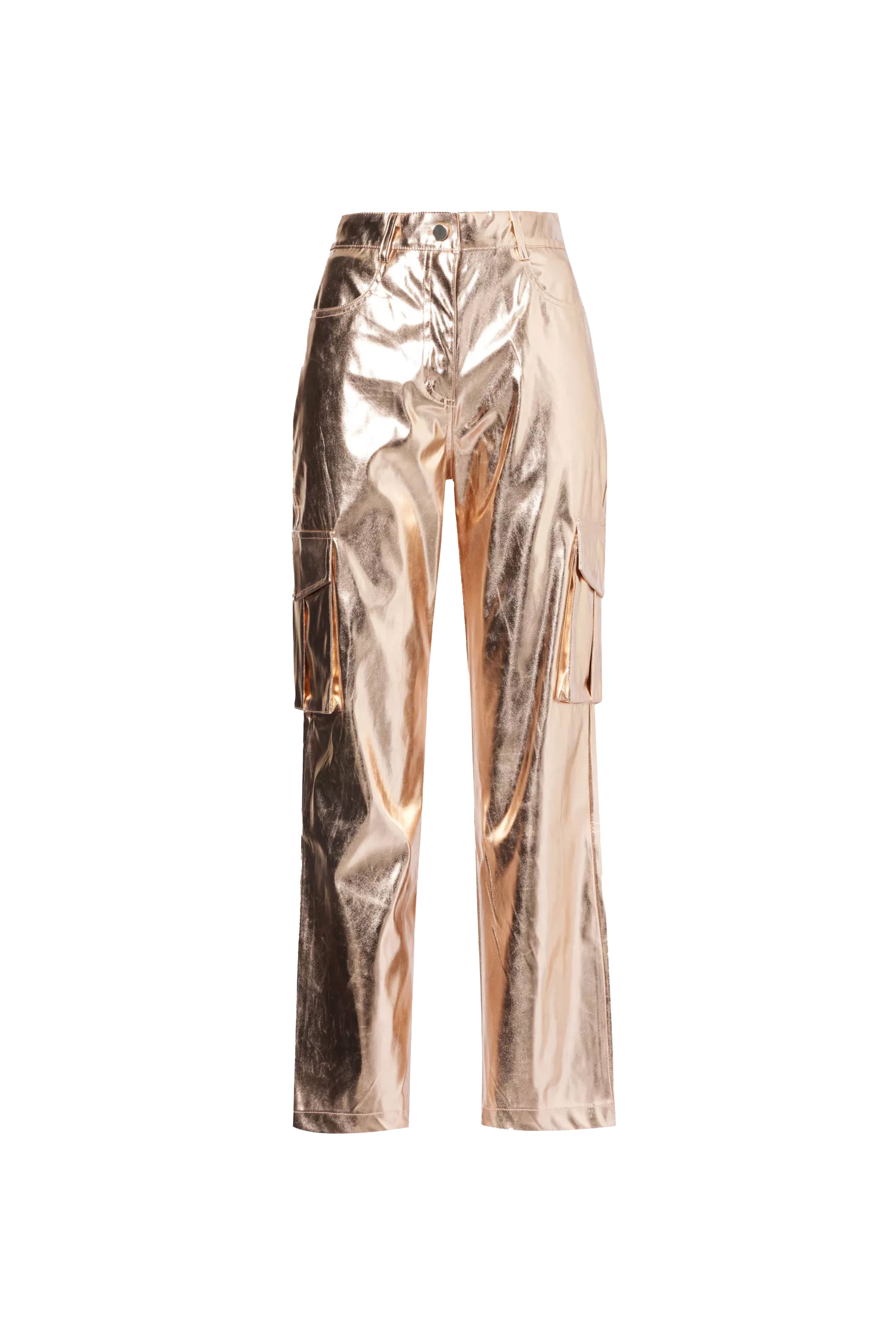 Lupe Metallic Rose Gold Combat Utility Trousers  | AMYLYNN