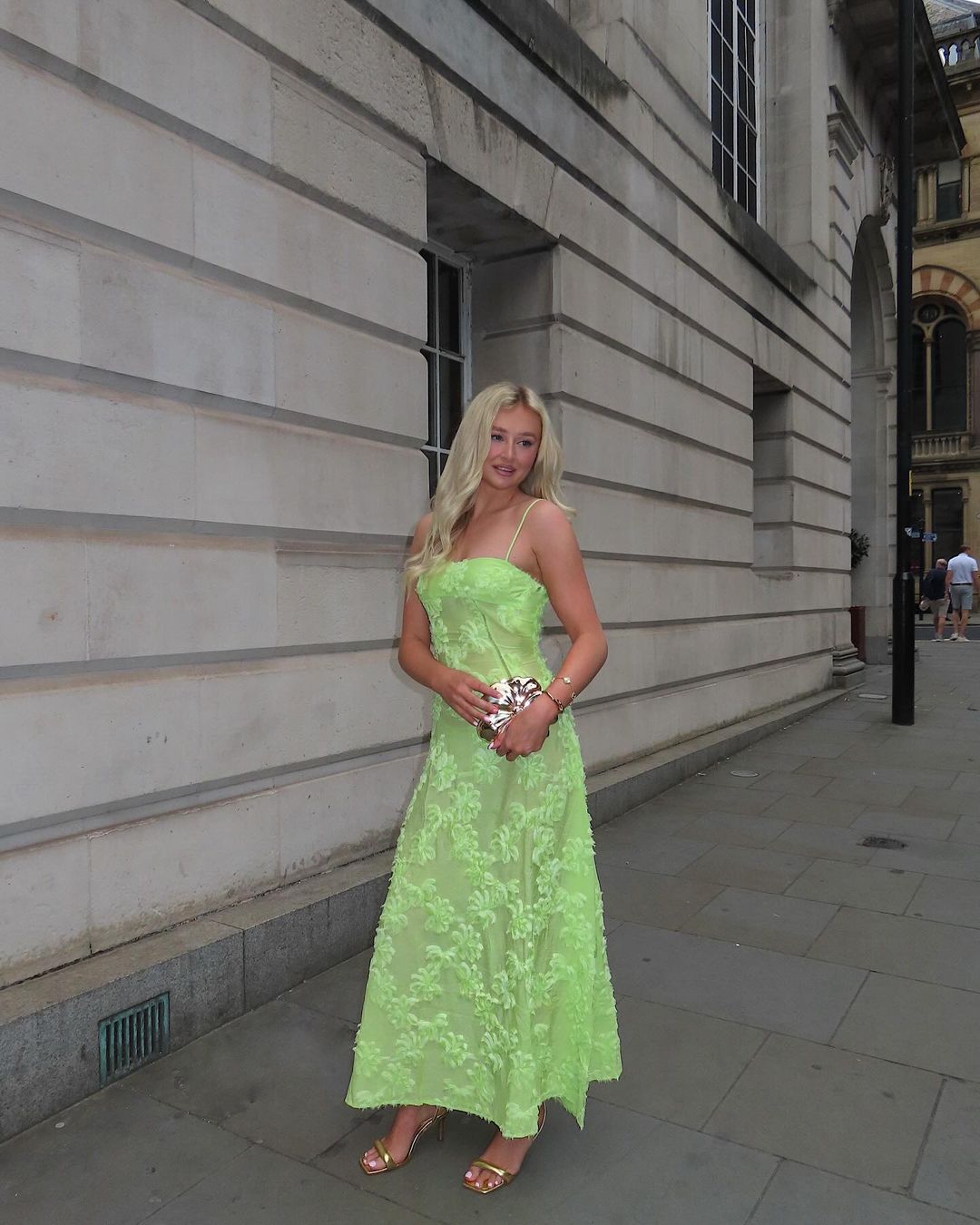 Sofia Chartreuse Green Semi Sheer Maxi Dress