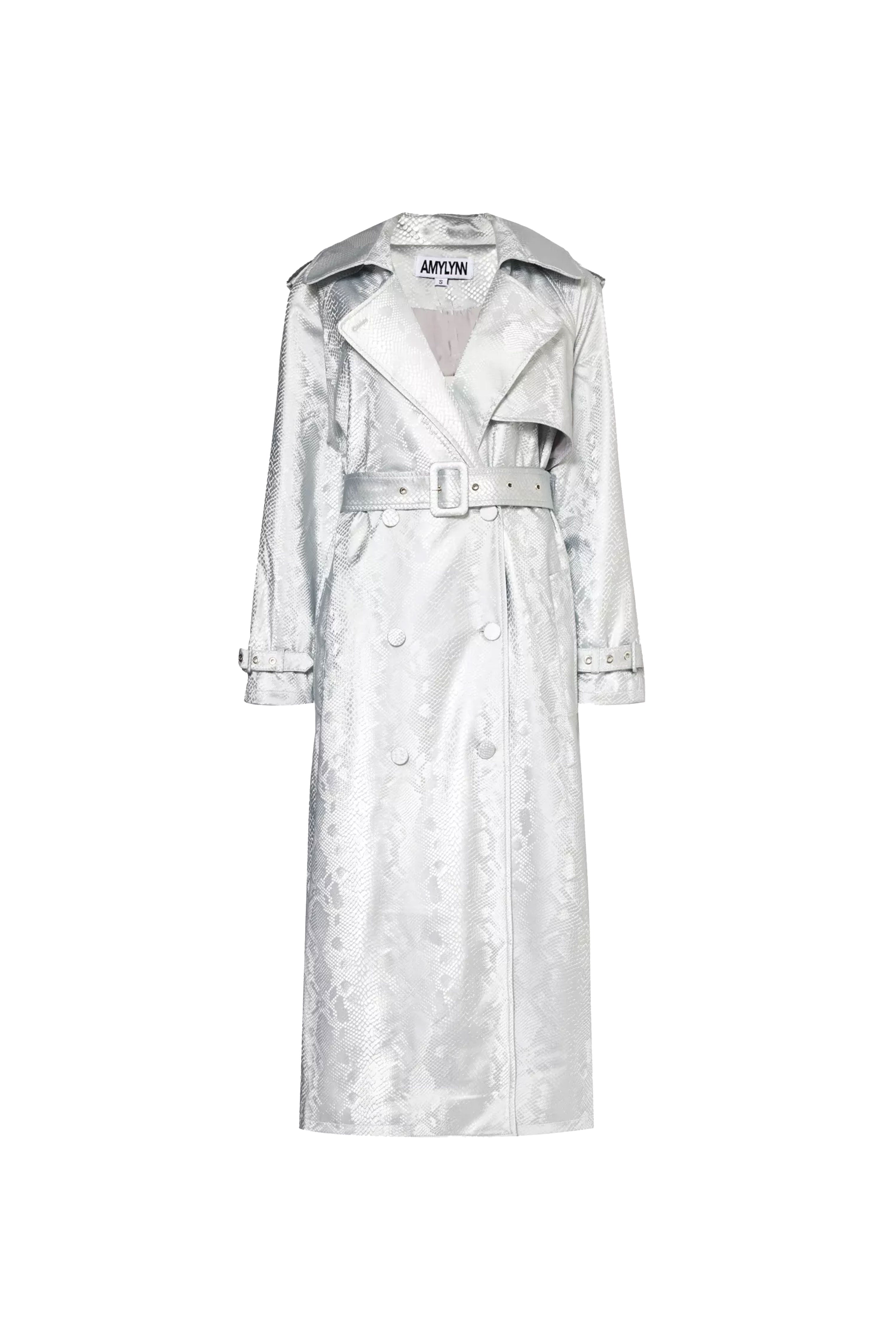 Vivienne Silver Animal Metallic Trench Coat