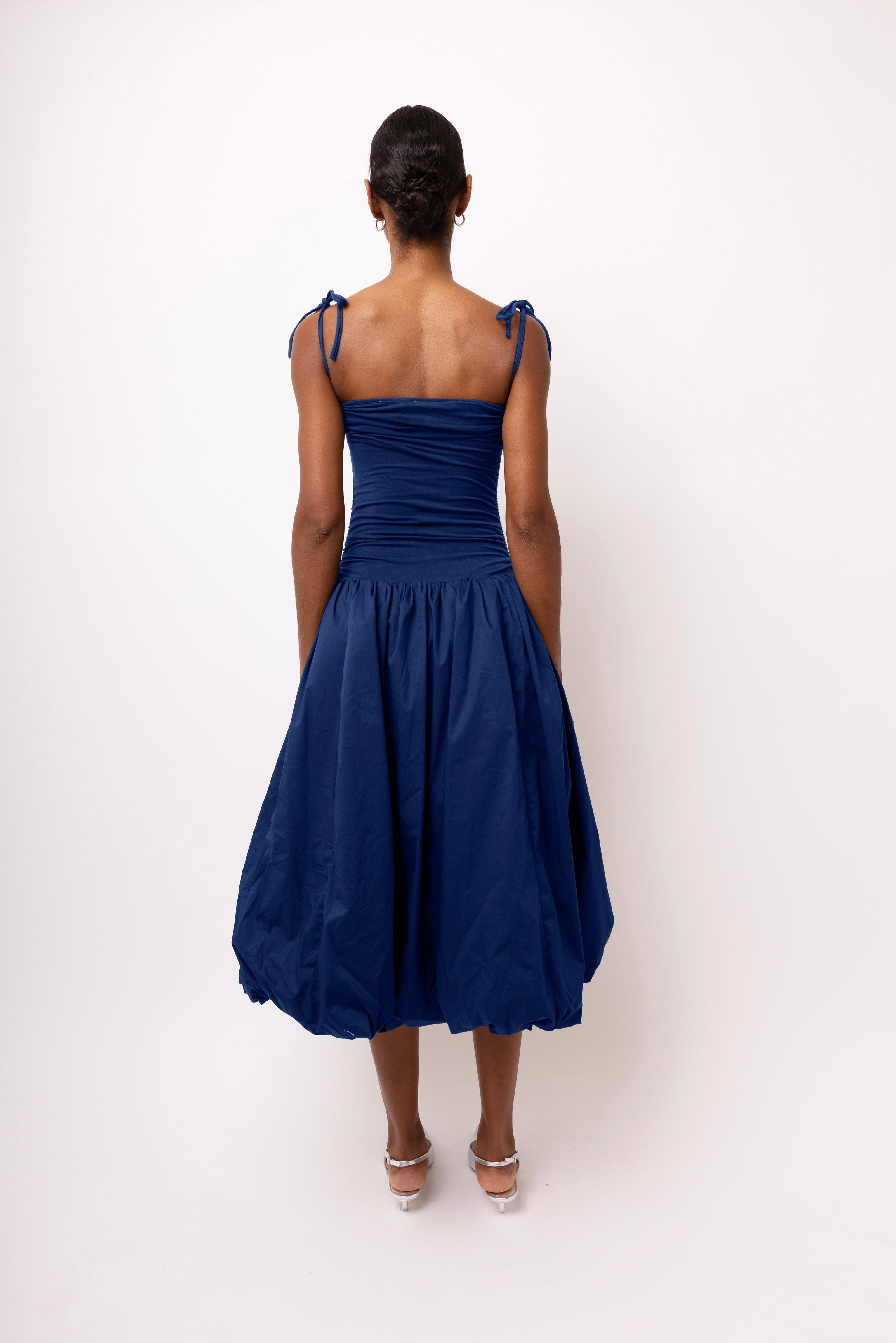 Alexa Rich Cotton Navy Blue Puffball Dress