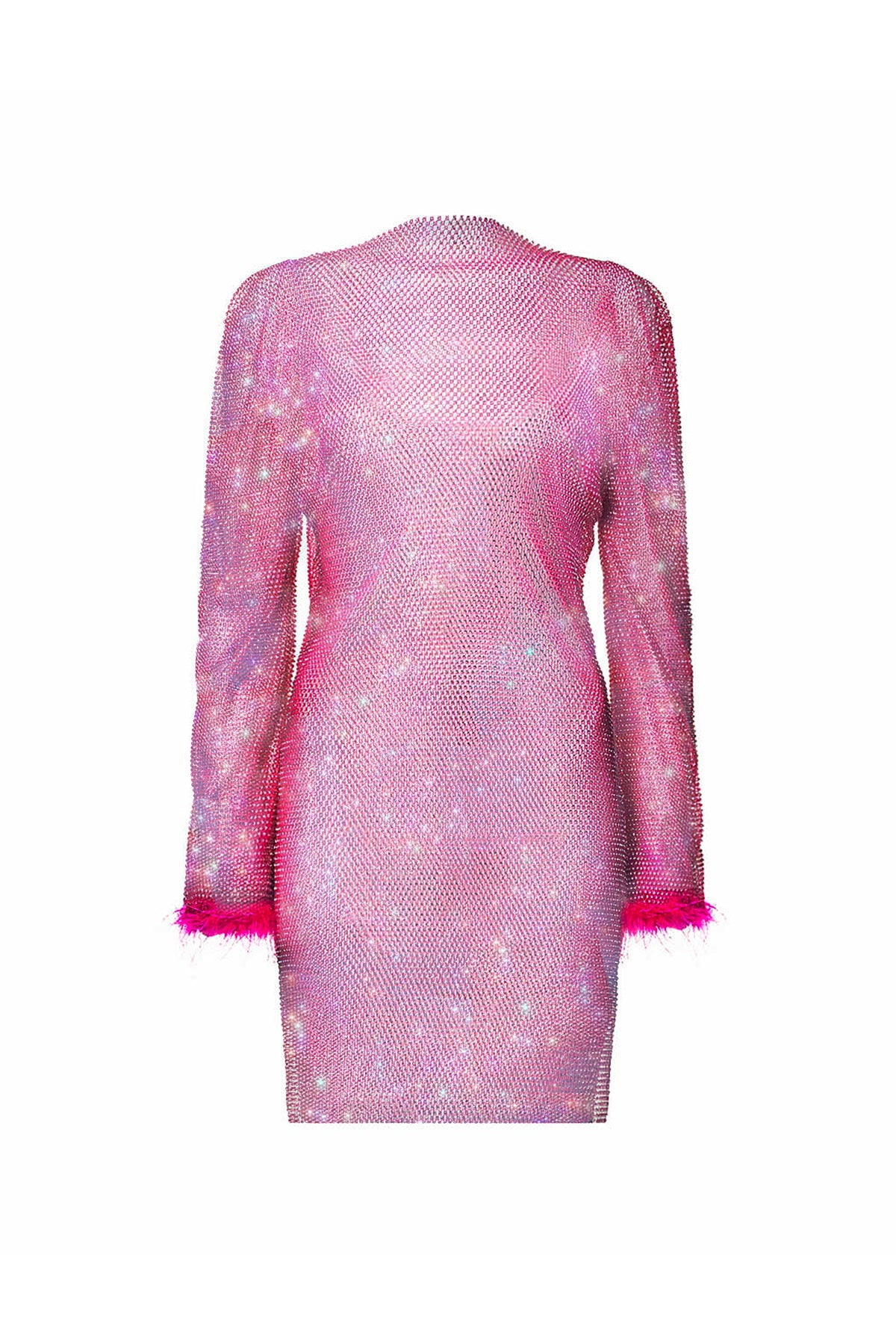 Ida Pink Chainmail Net Rhinestone Mini Dress