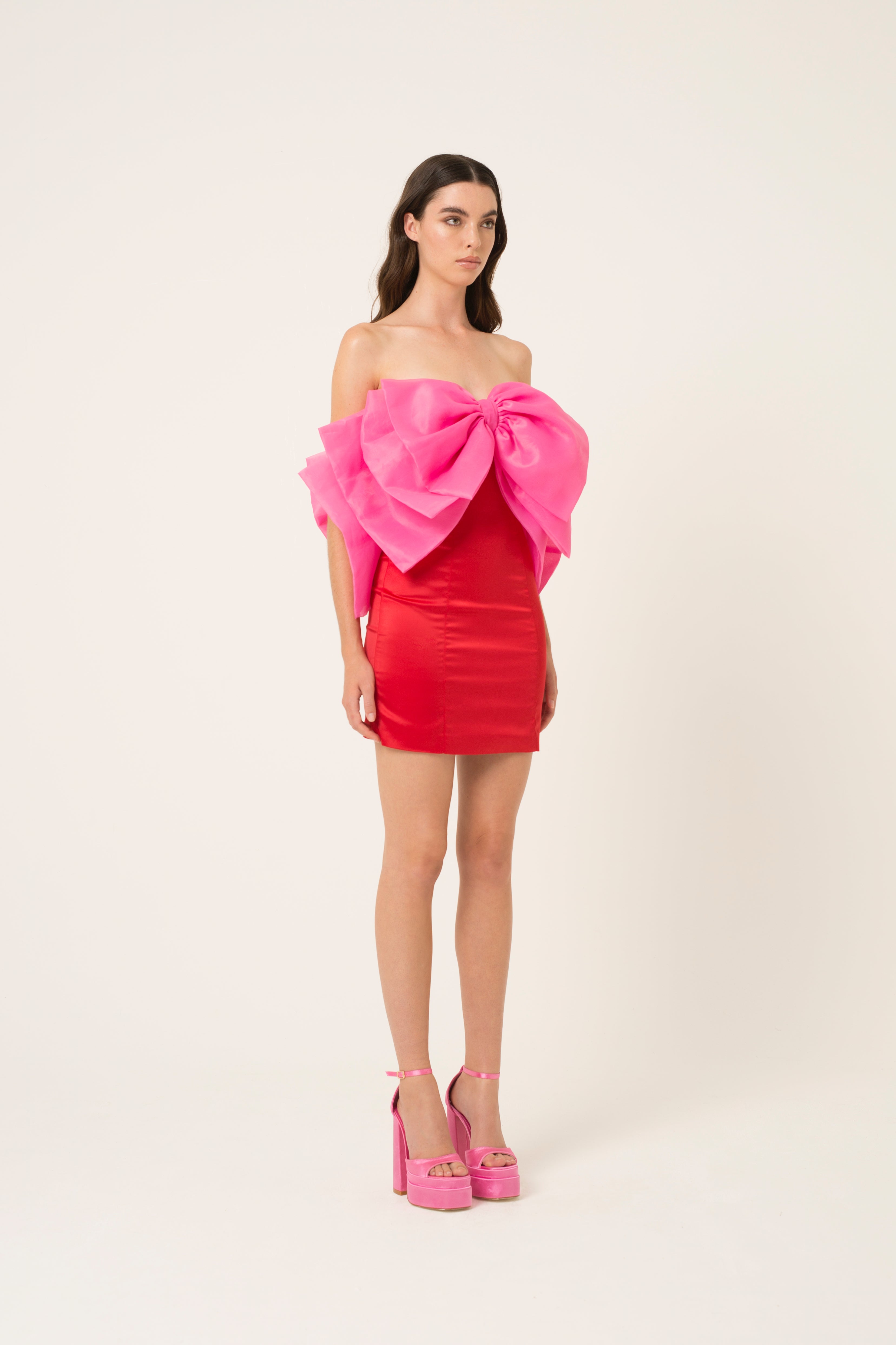 Oscar Pink Bow Mini Dress