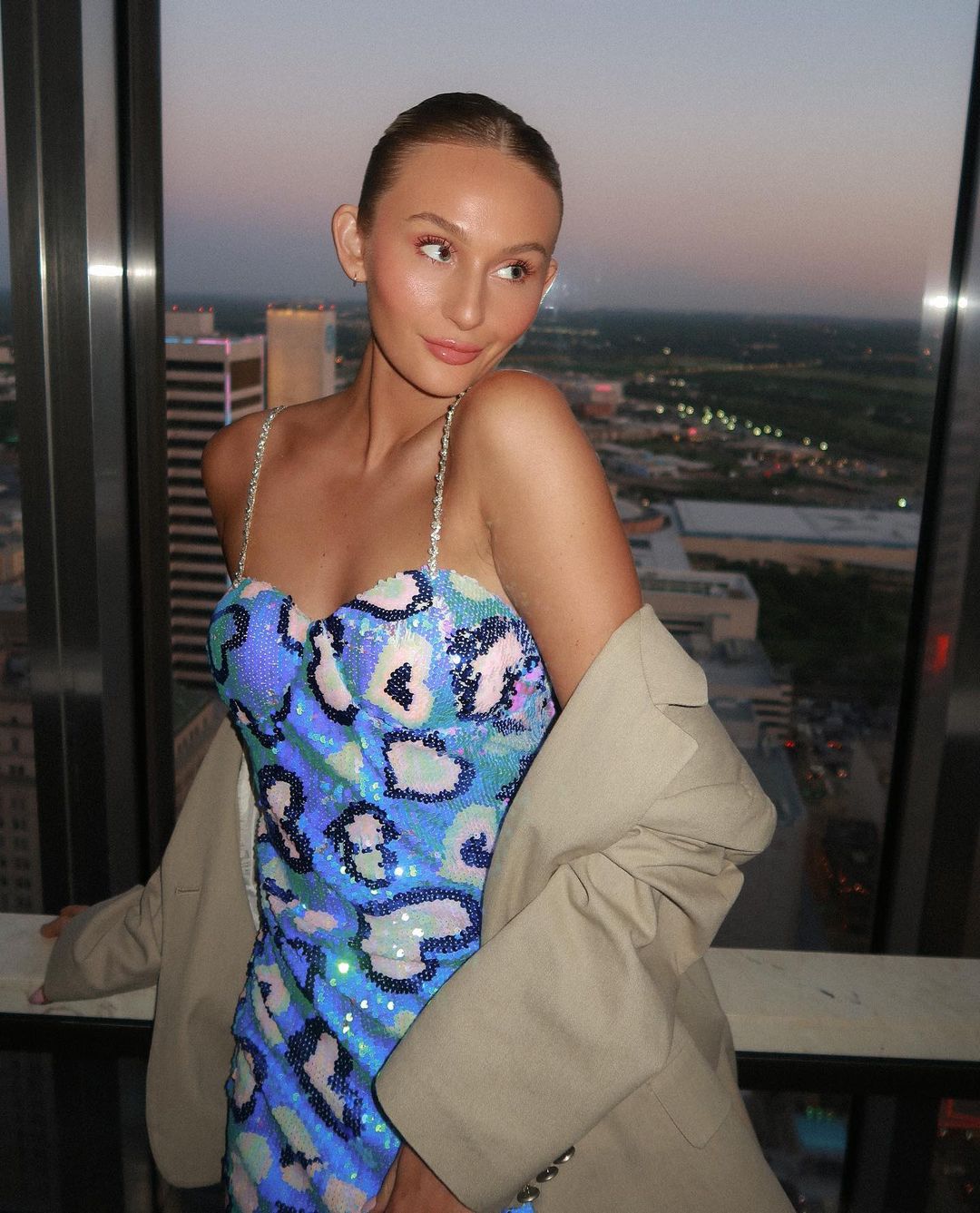 Hart Blue Print Sequin Dress