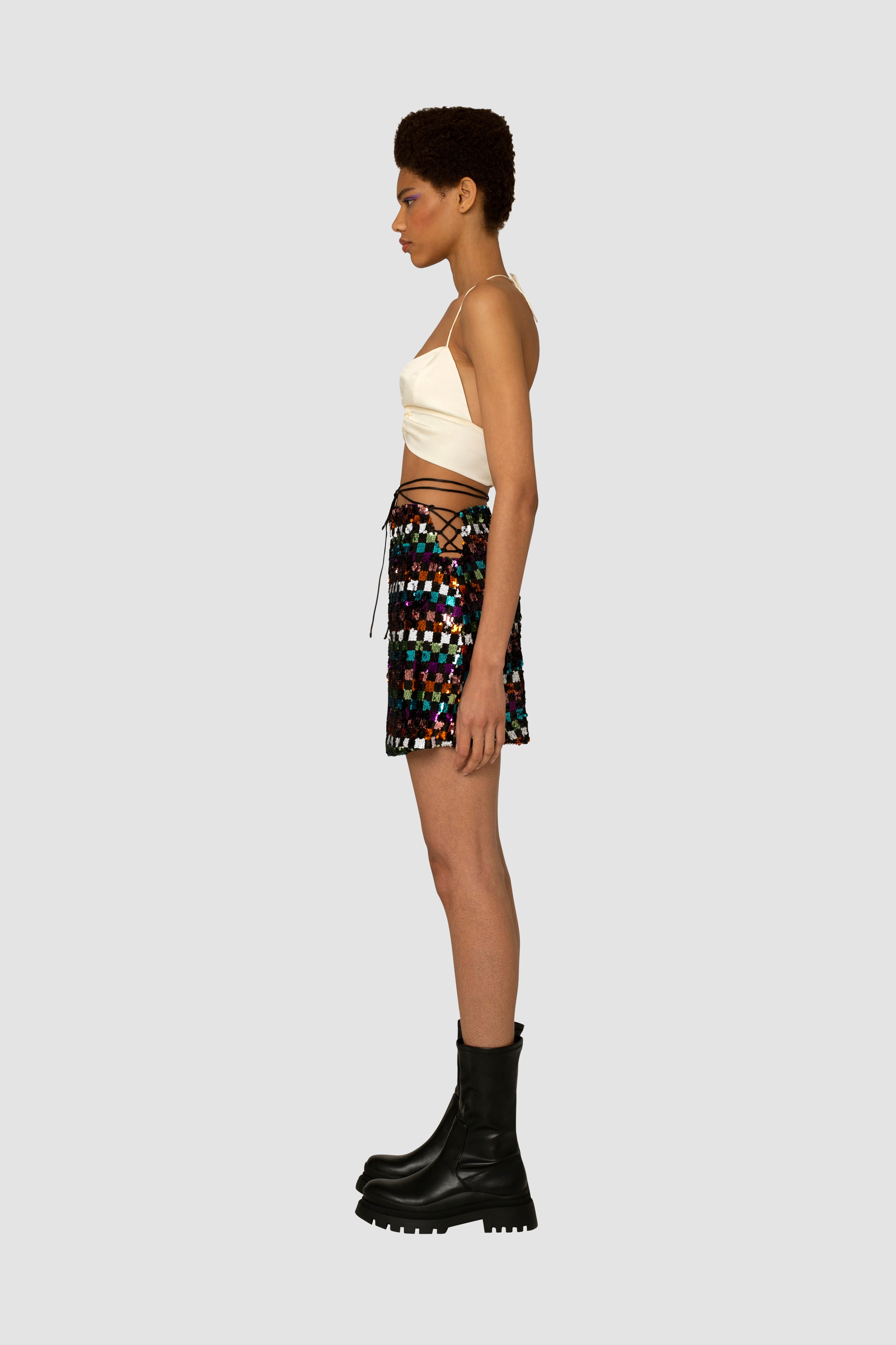 Liberty Multi Sequin Embellished Mini Skirt | AmyLynn