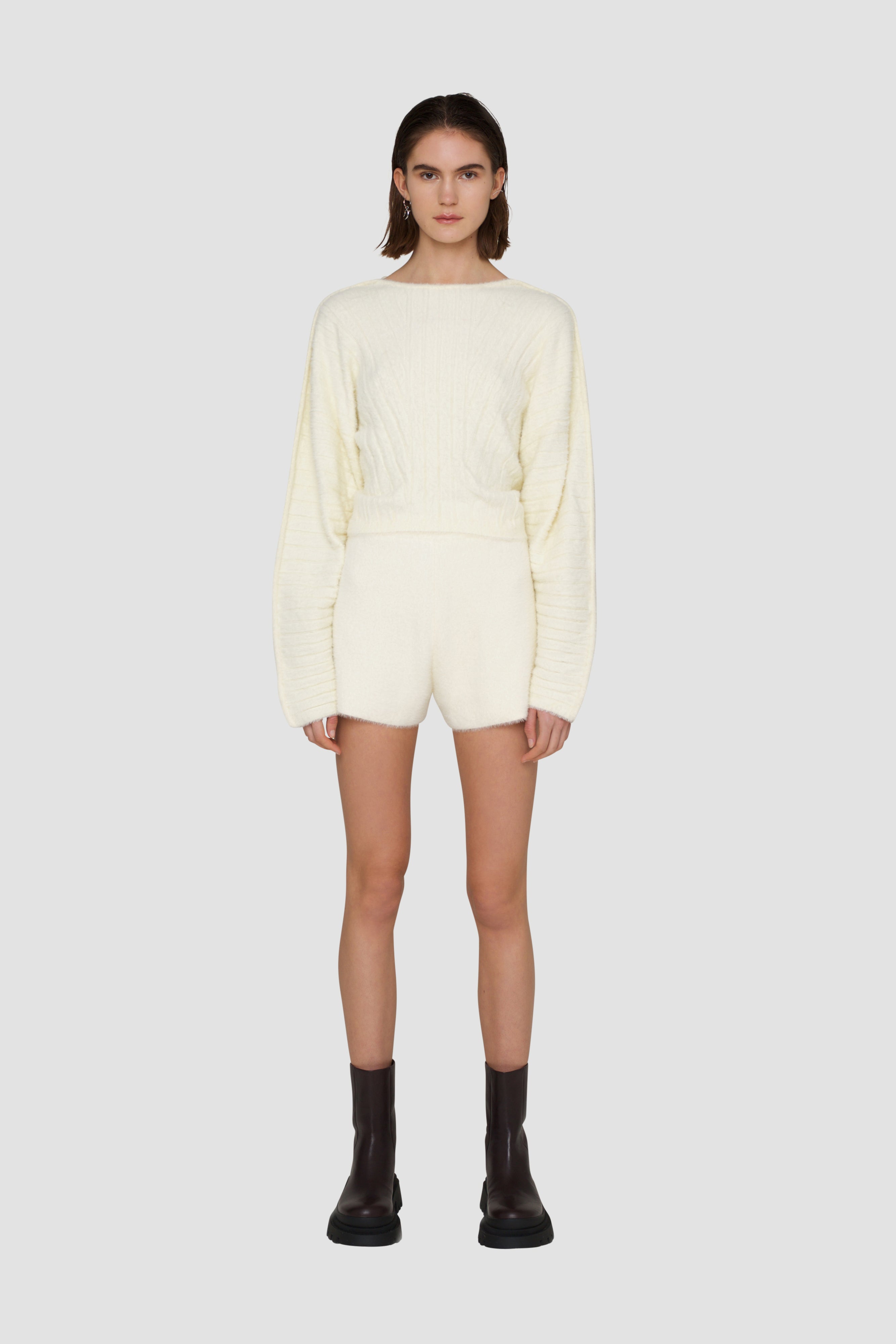 Yolanda Cream Knitted Shorts Co Ord | AMYLYNN
