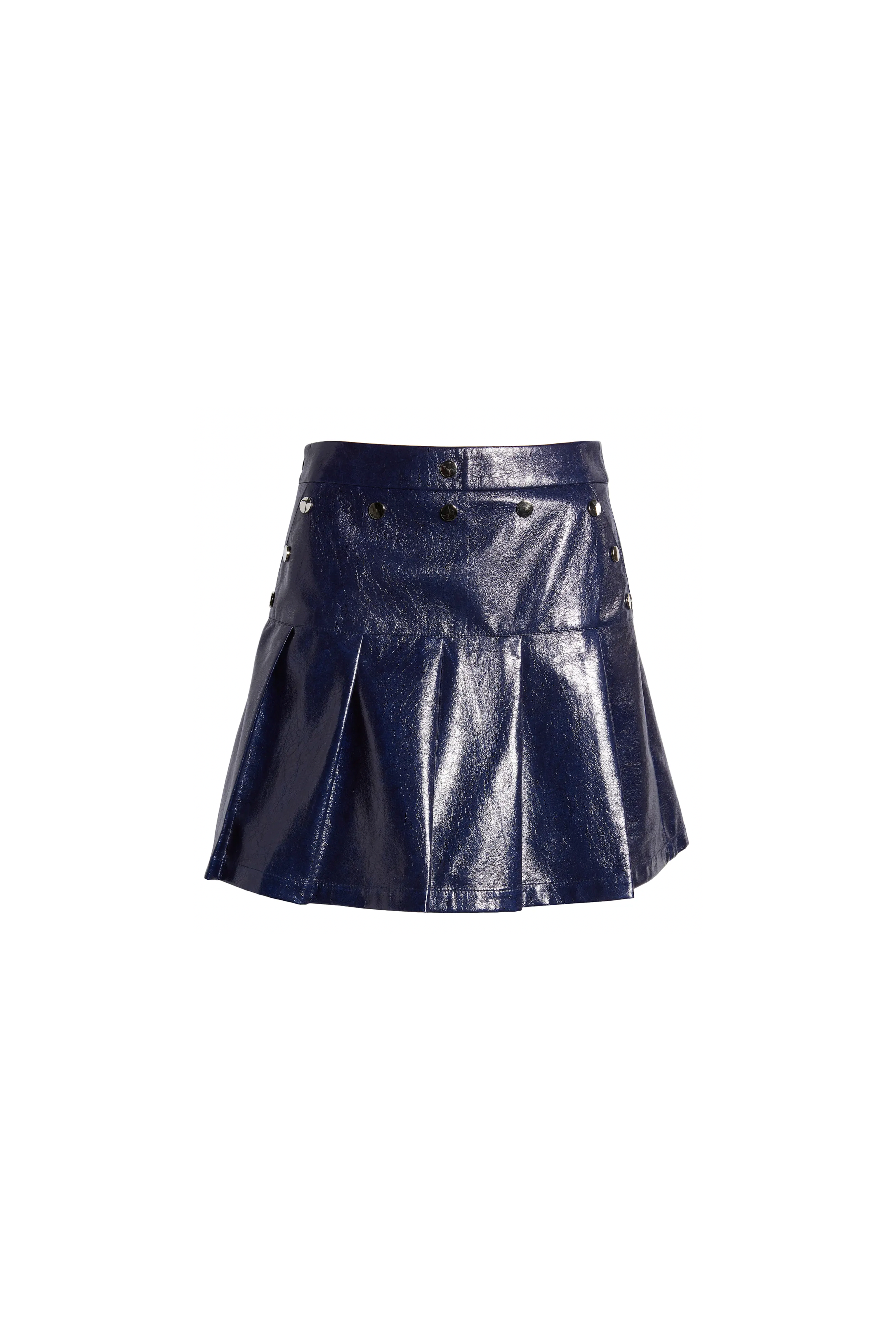 Nina Navy Vegan Leather Mini Skirt