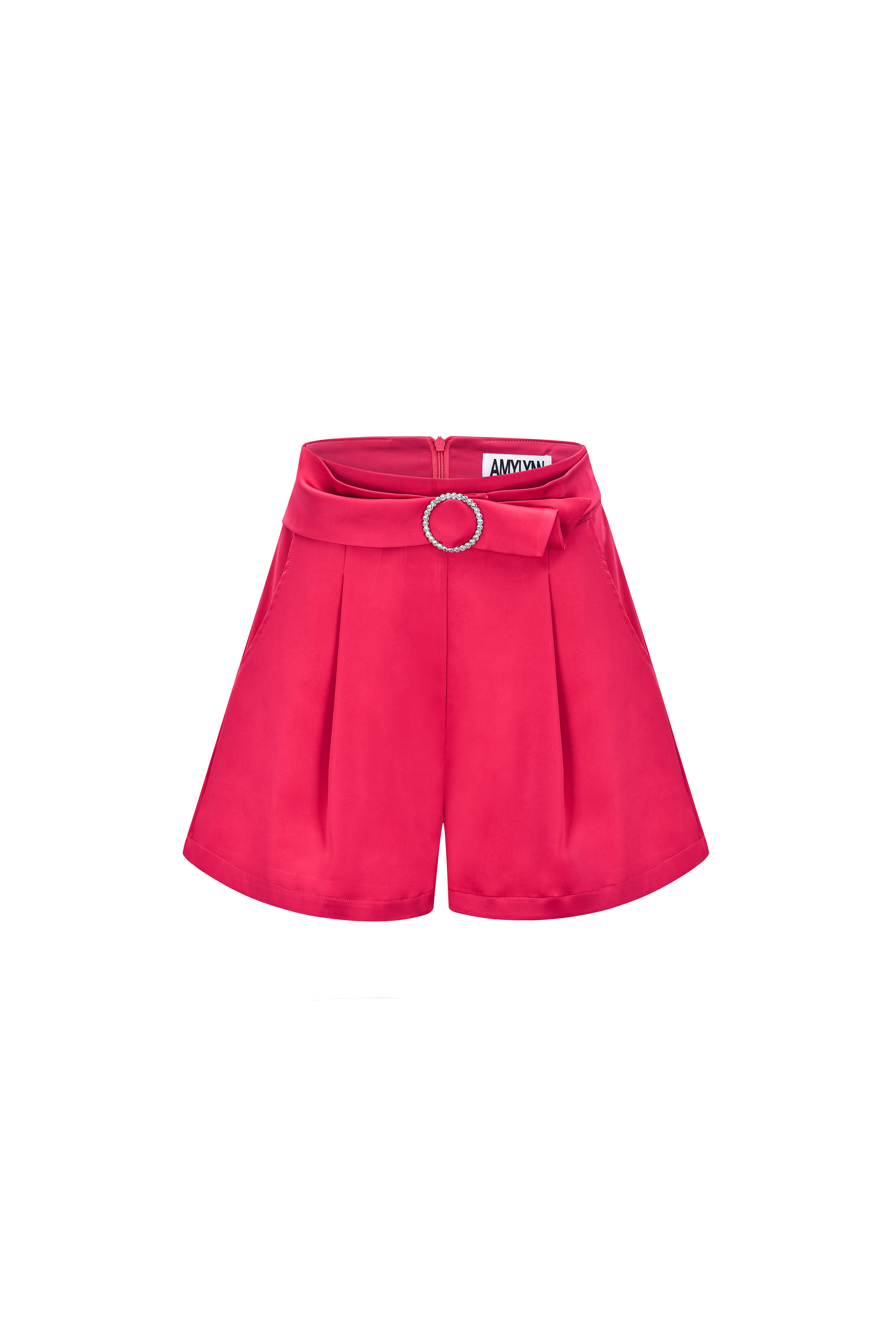 Mirabella Pink Satin High Waist Shorts | AMYLYNN