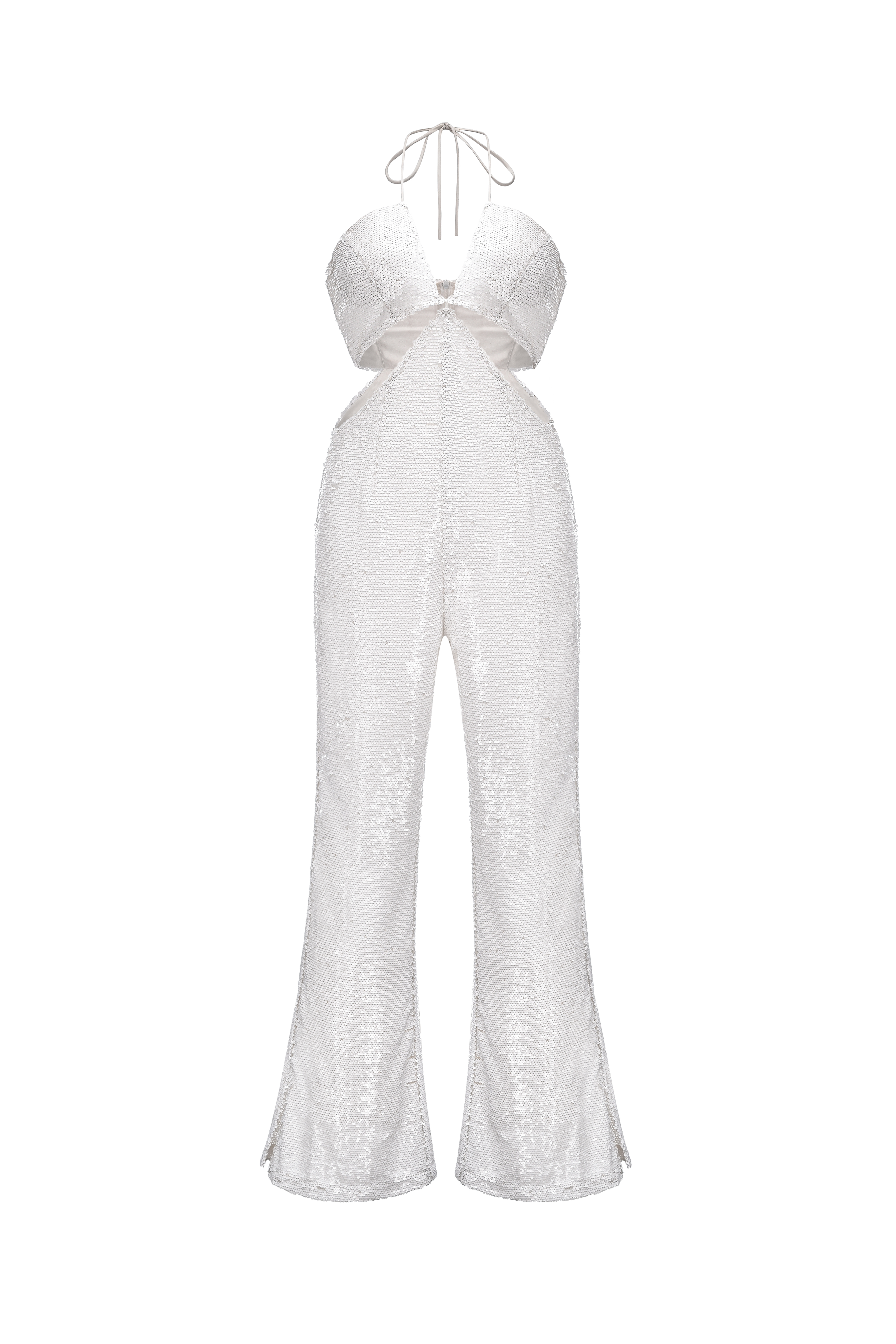 Marcie White Sequin Flare Jumpsuit