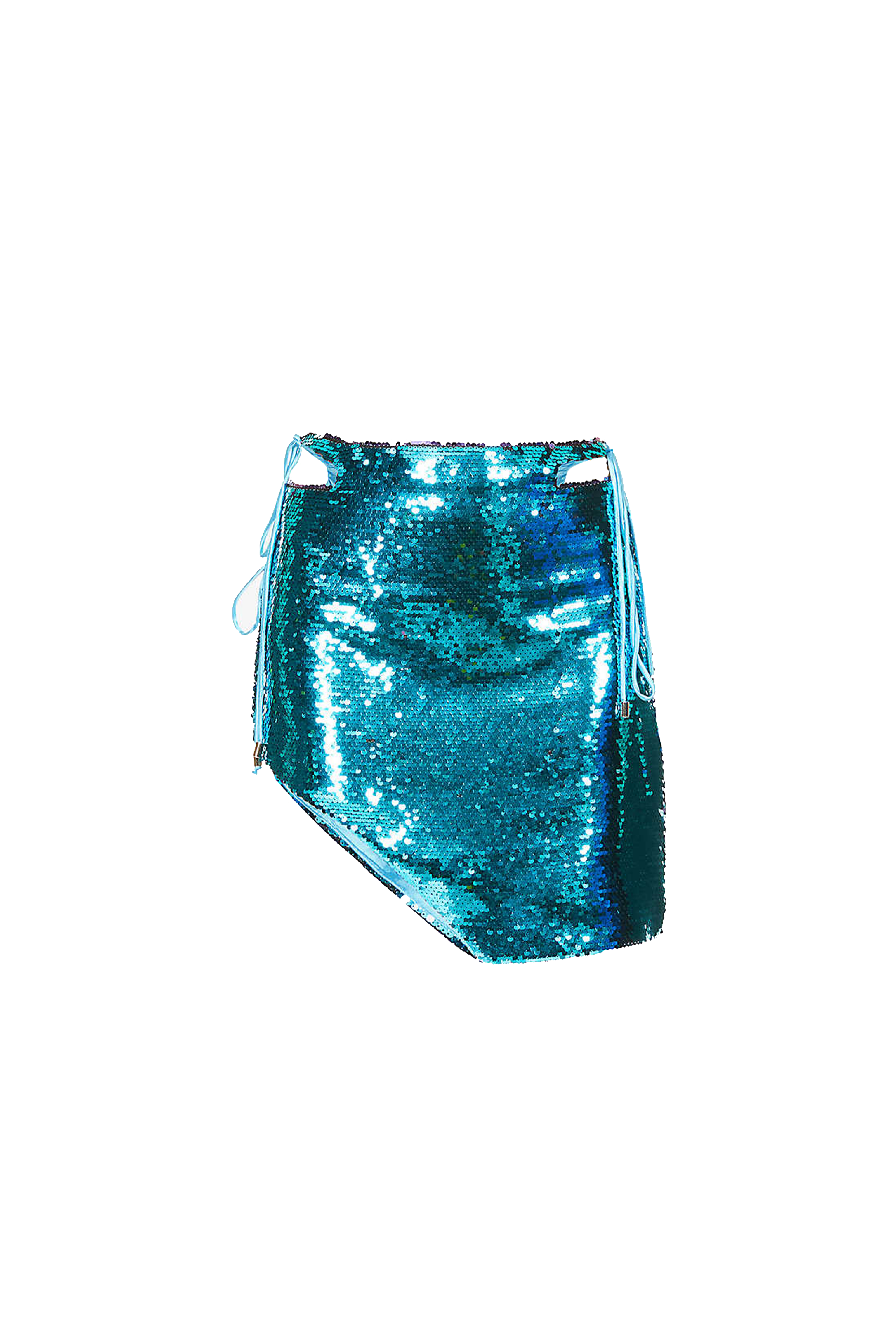 Hailey Blue Sequin Embellished Asymmetrical Mini Skirt | AMYLYNN