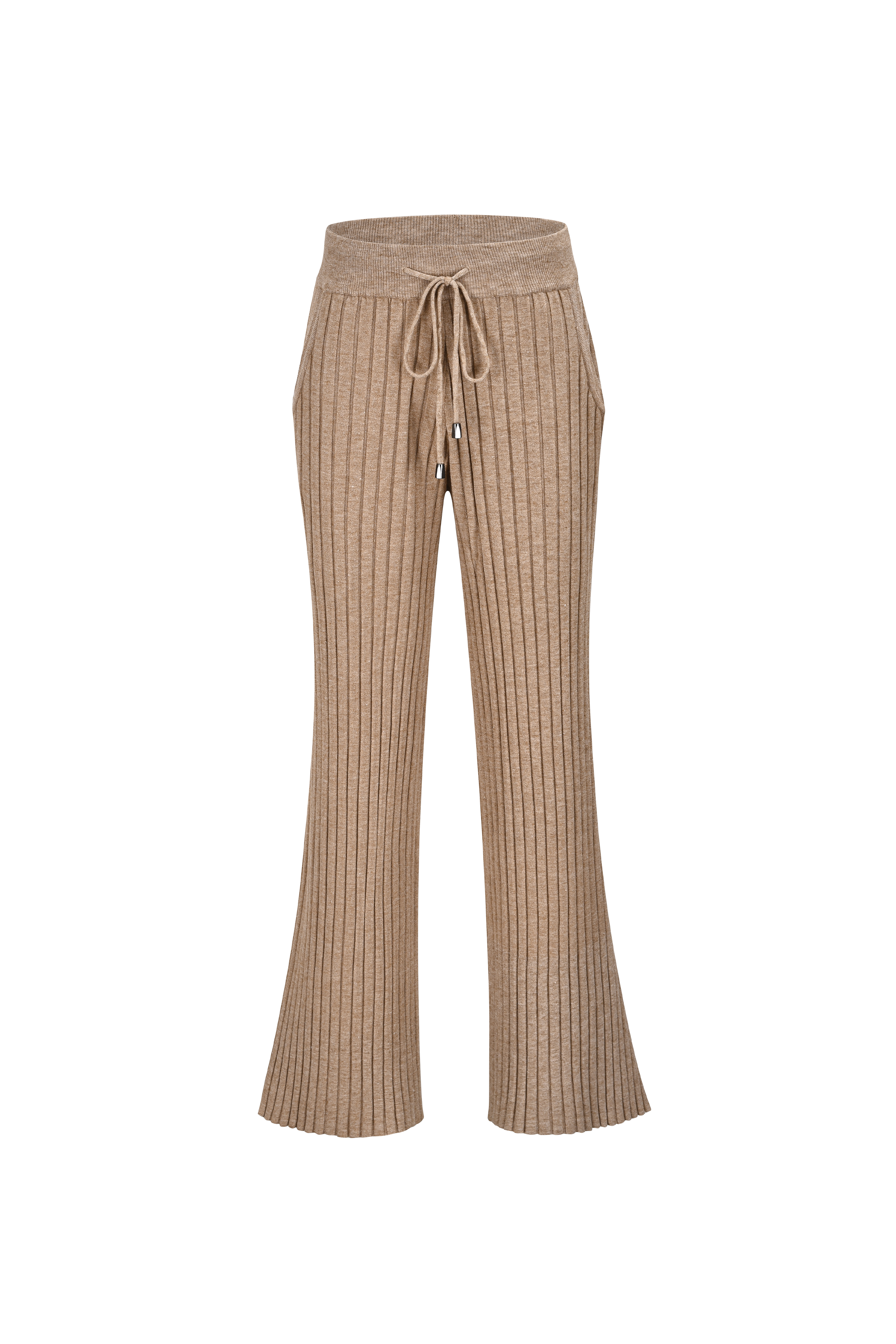 Lena Beige Ribbed Knit Trousers Co Ord | AMYLYNN