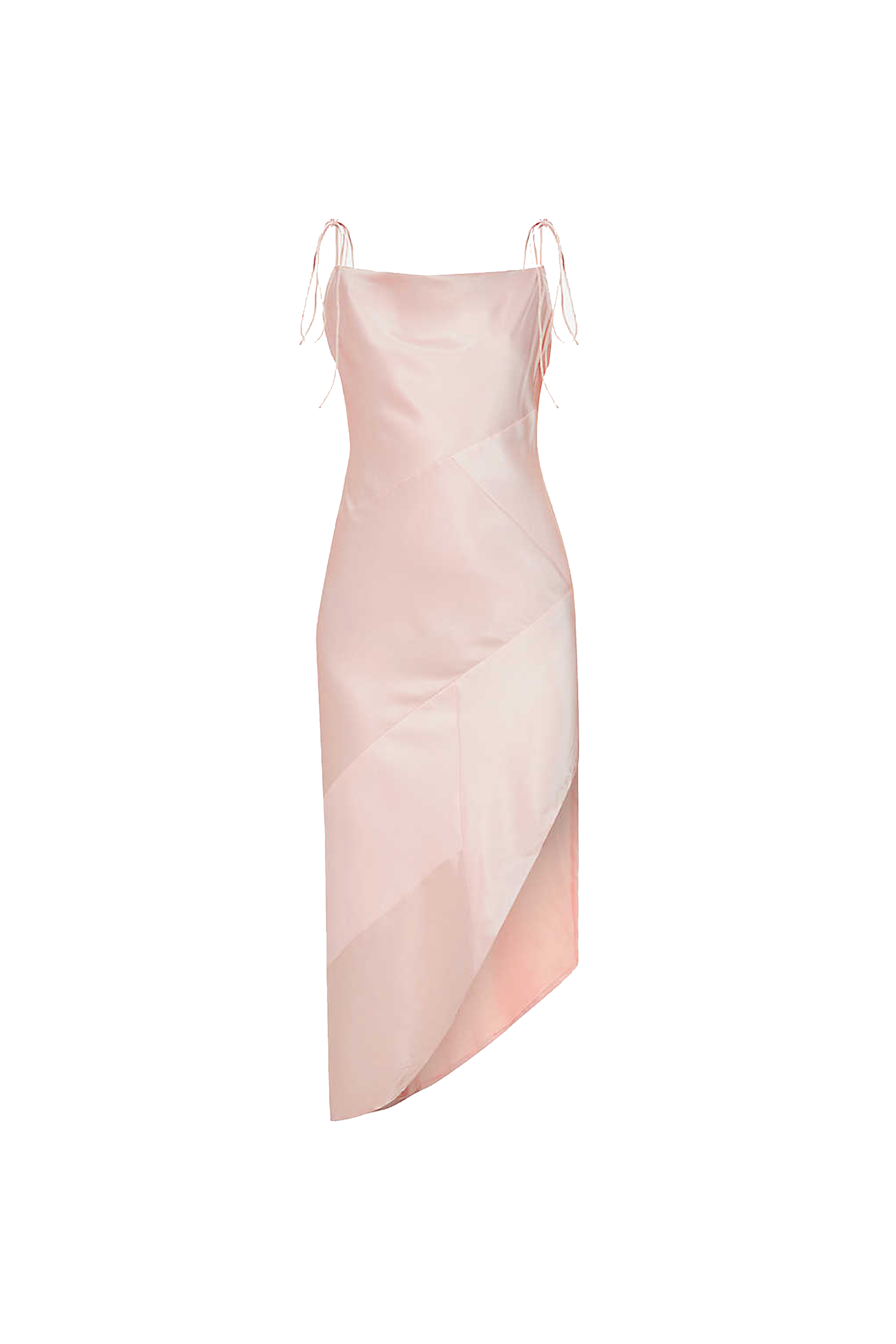Gracie Pink Contrast Satin Slip Midi Dress with Asymmetrical hemline | AMYLYNN