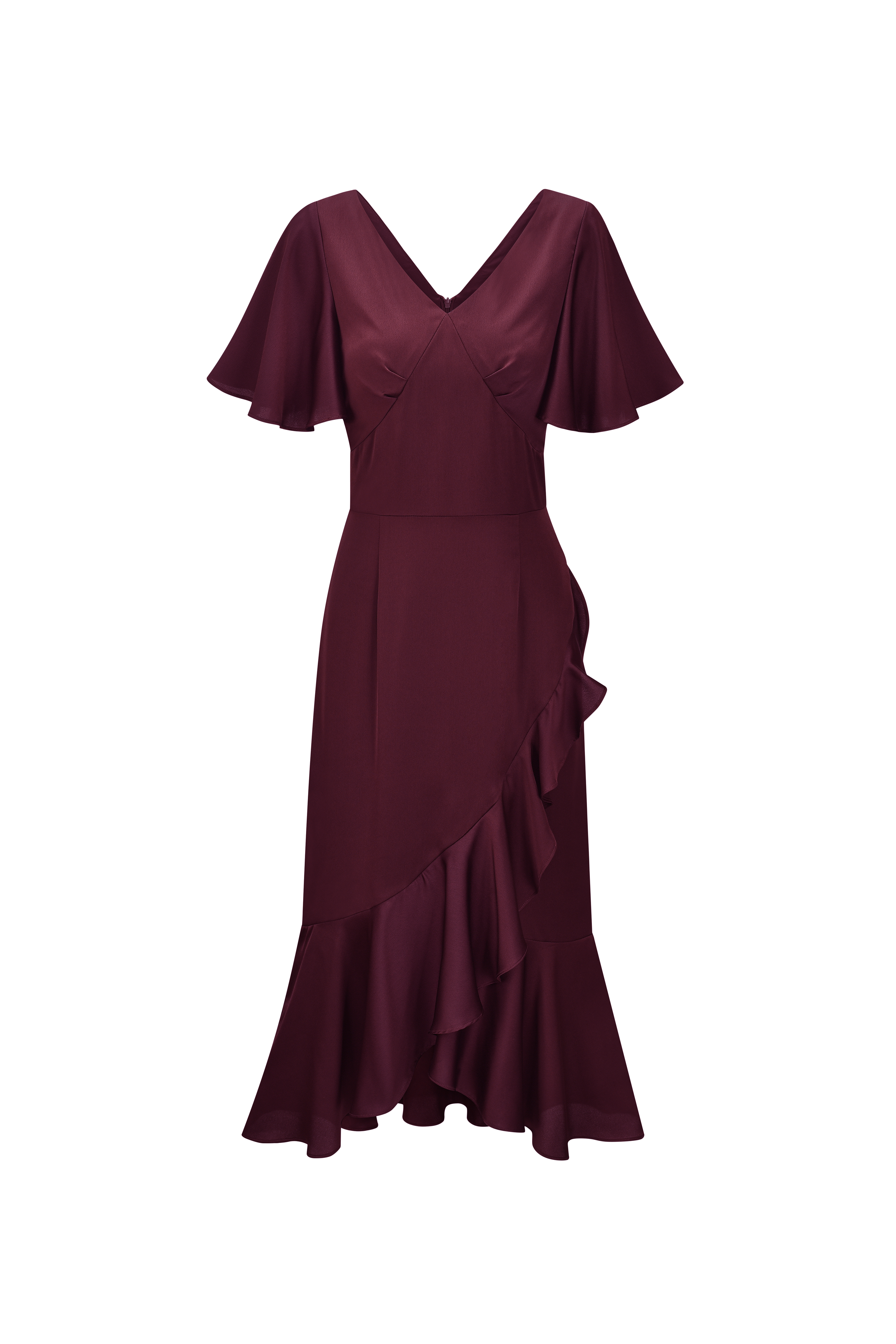 Eden Burgundy Satin Midi Tea Dress - An Elegant Style for Every Occasion | AmyLynn