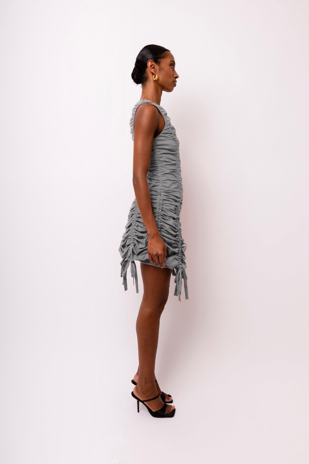 Erin Grey Ruche Mini Dress