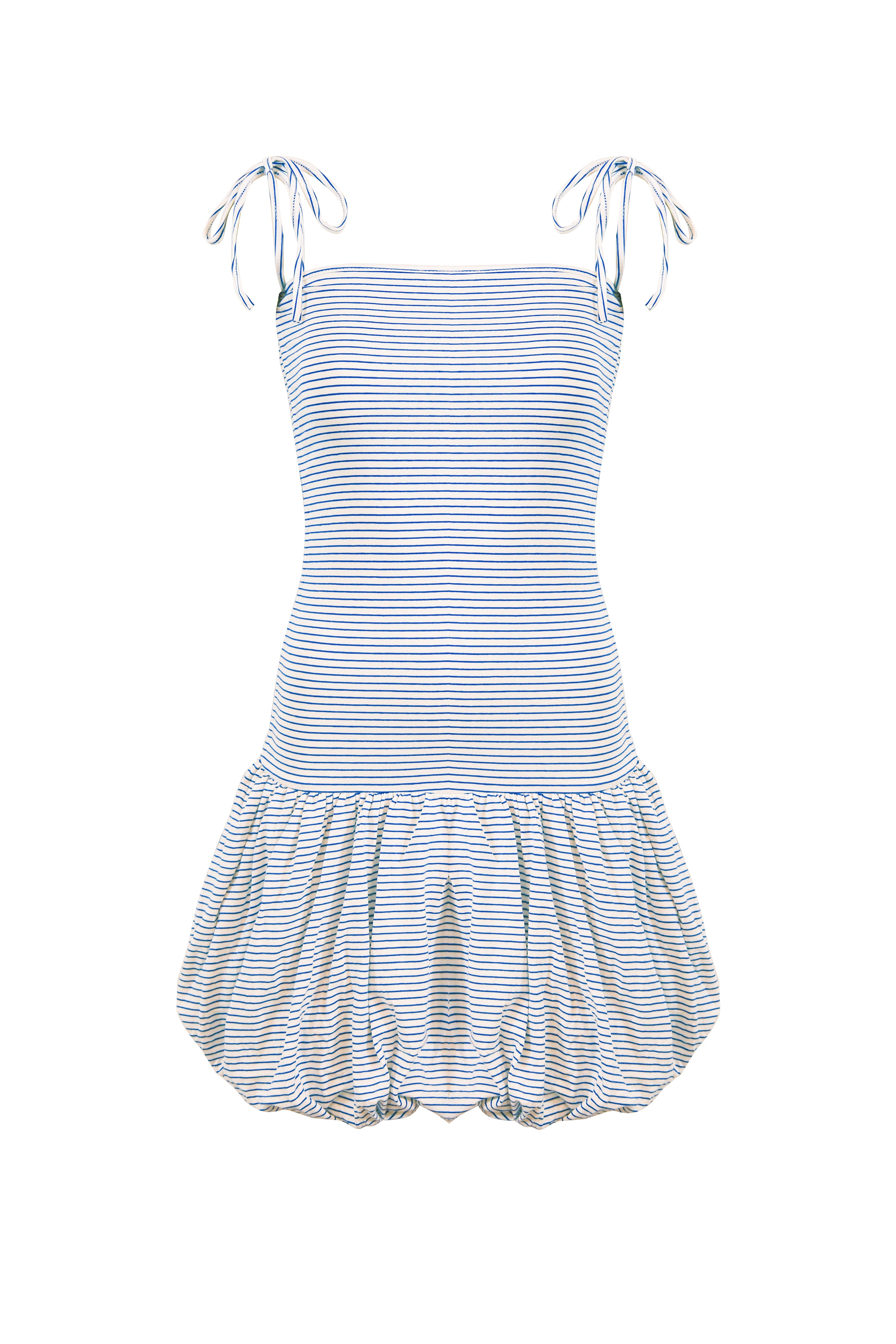 Alexa Stripe Puffball Ultra Mini Dress