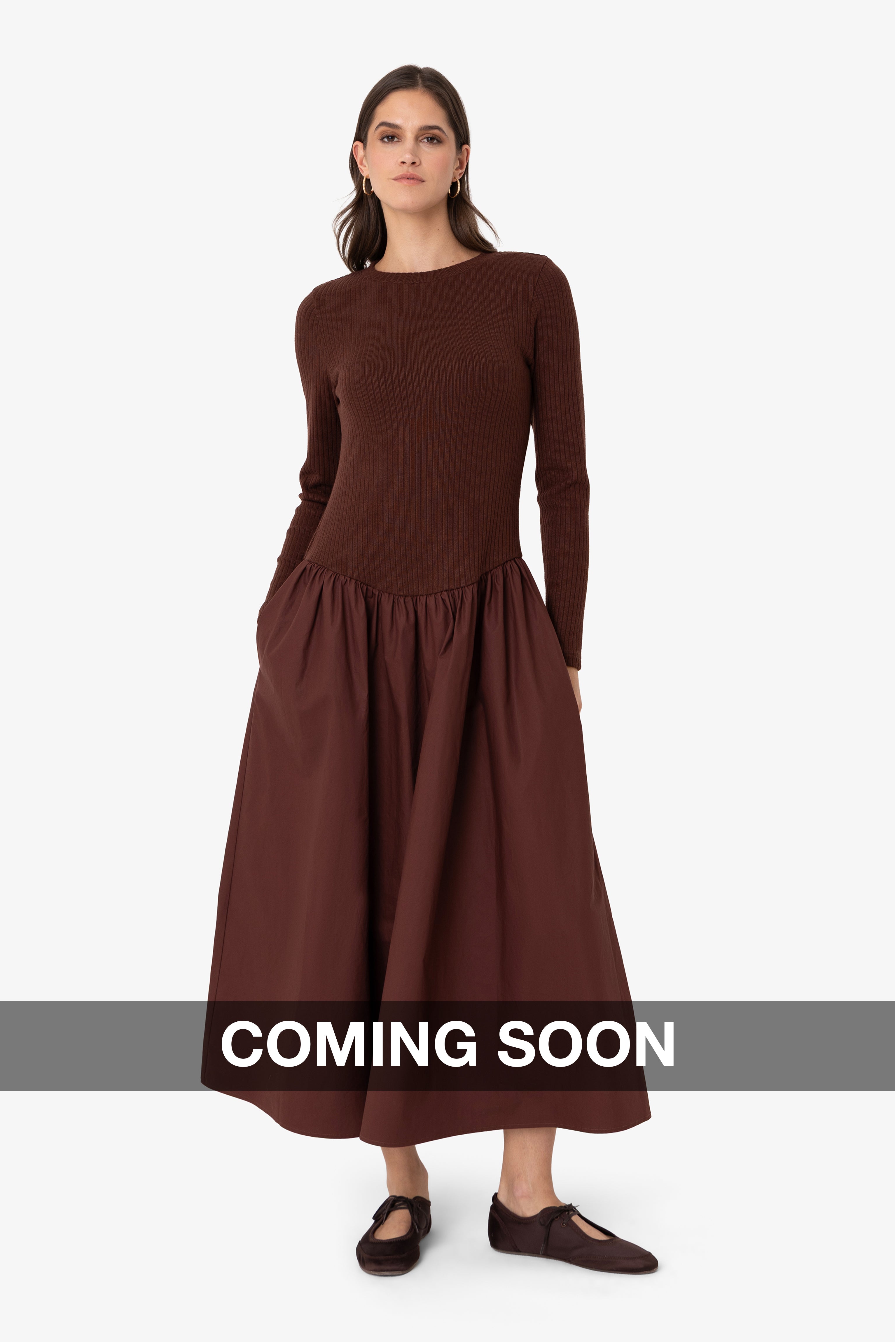 Jaquie Knitted Bodice Cotton contrast Maxi Dress