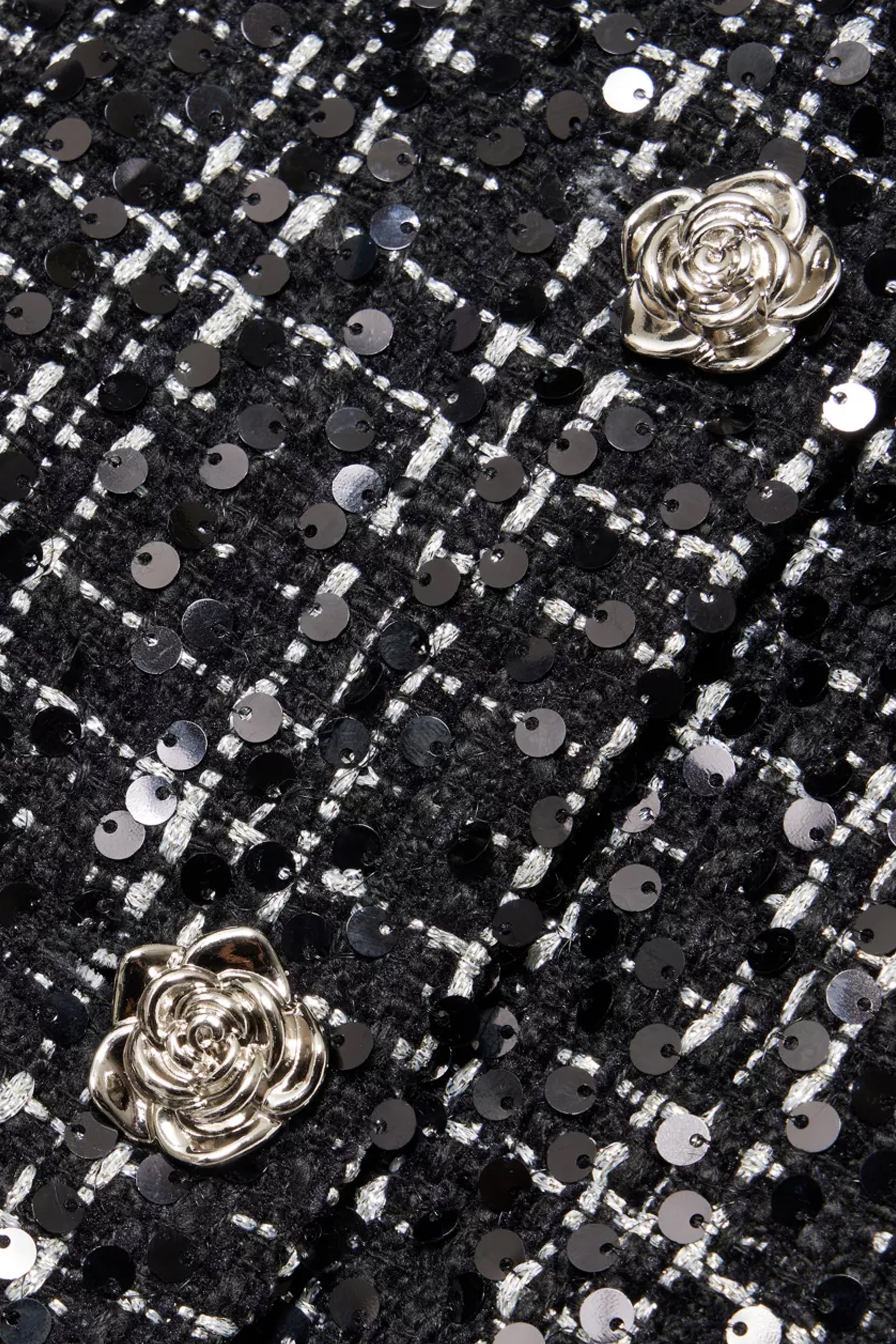 Marnie Black Sequin Tweed Cropped Jacket