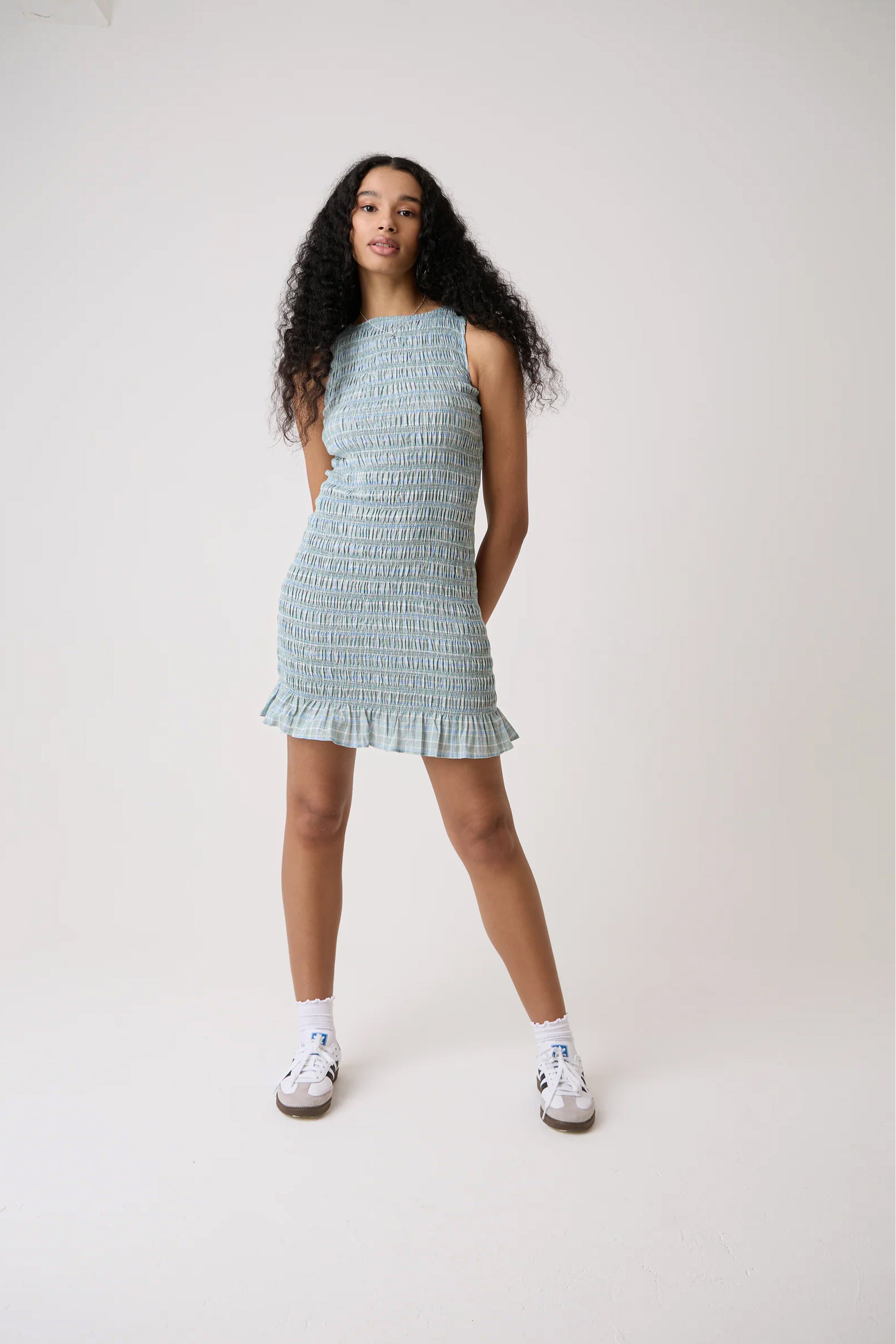 Poppy Lurex Mint Check Mini Dress