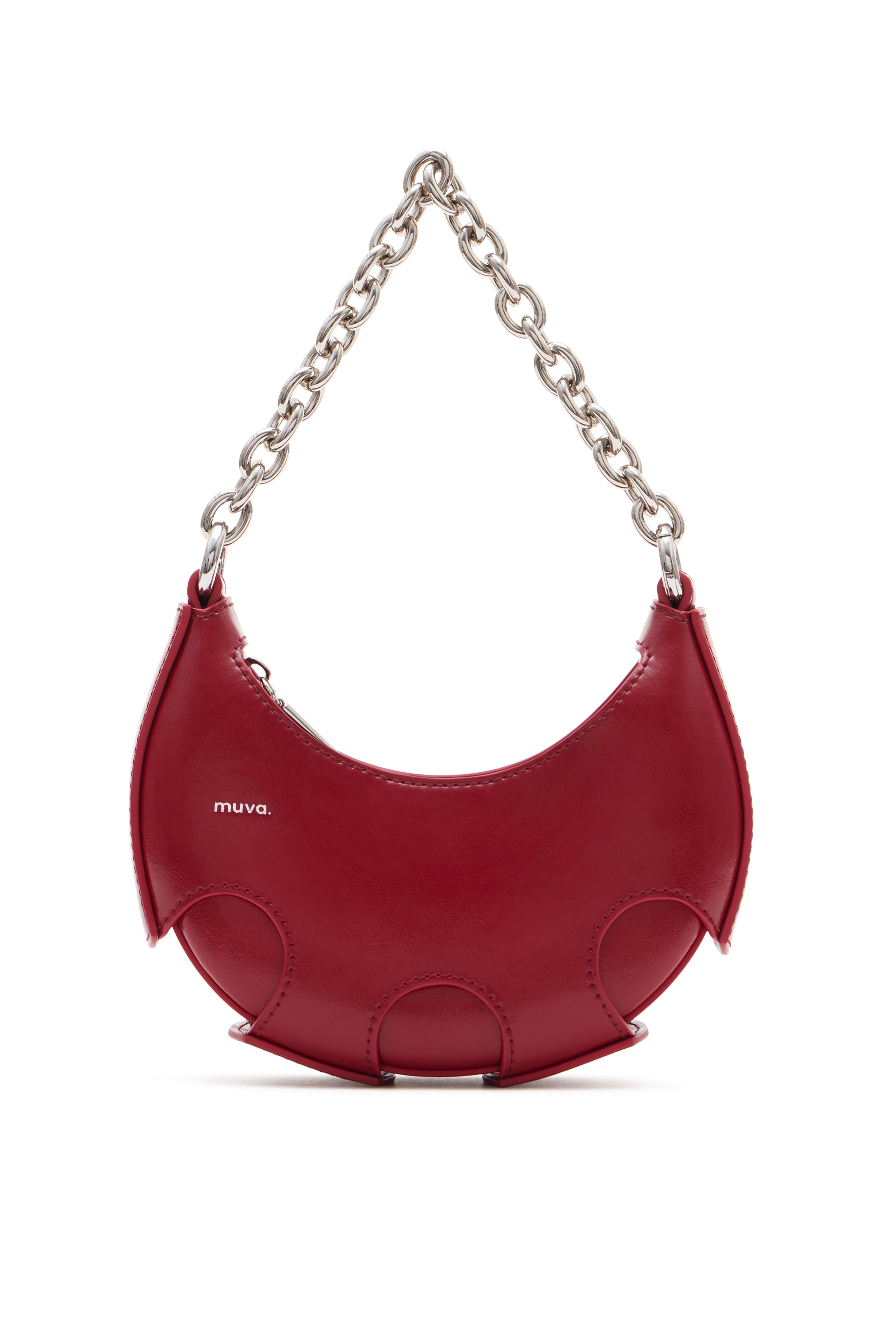 Reno Red Leather Handheld Crescent Mini Bag