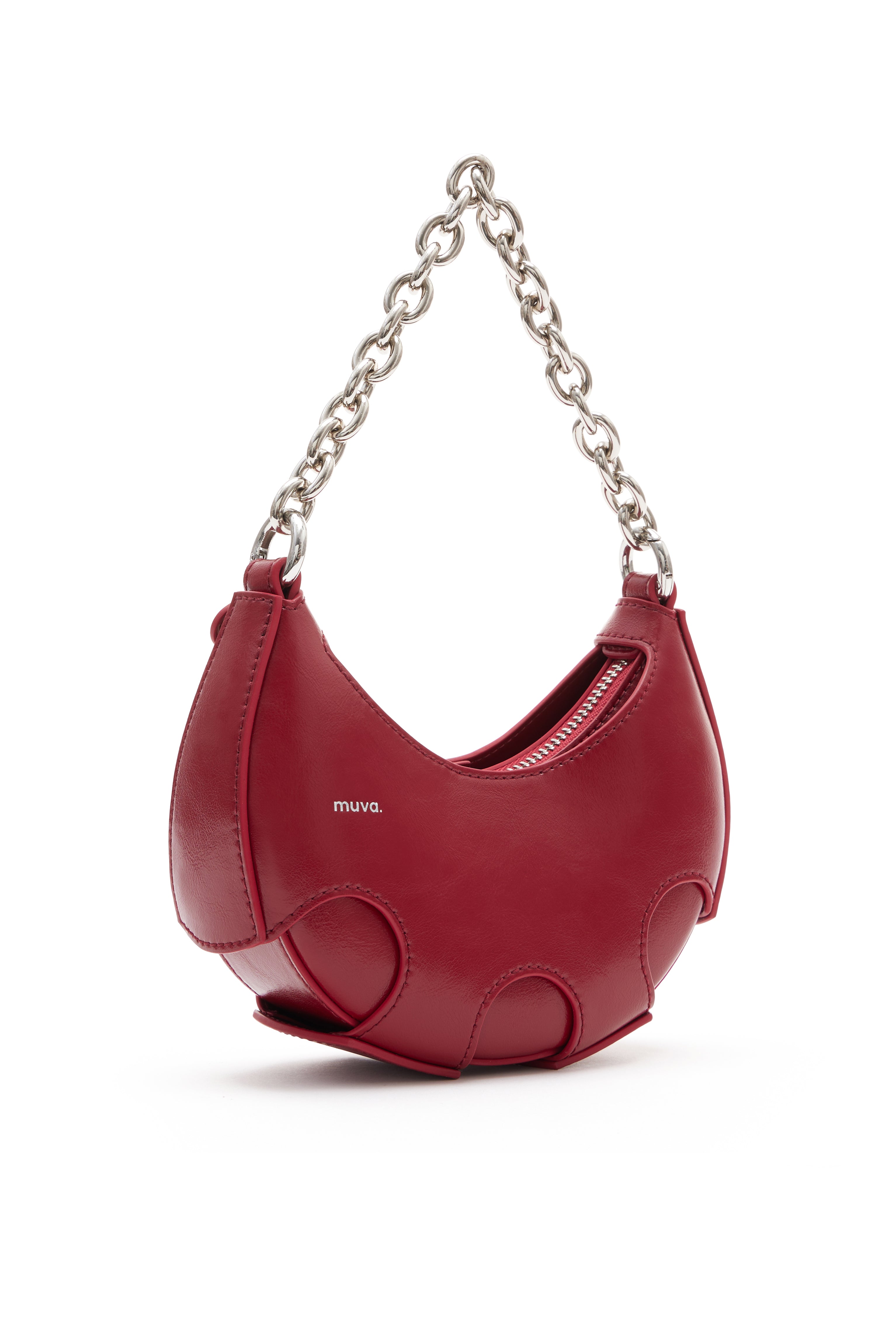 Reno Red Leather Handheld Crescent Mini Bag