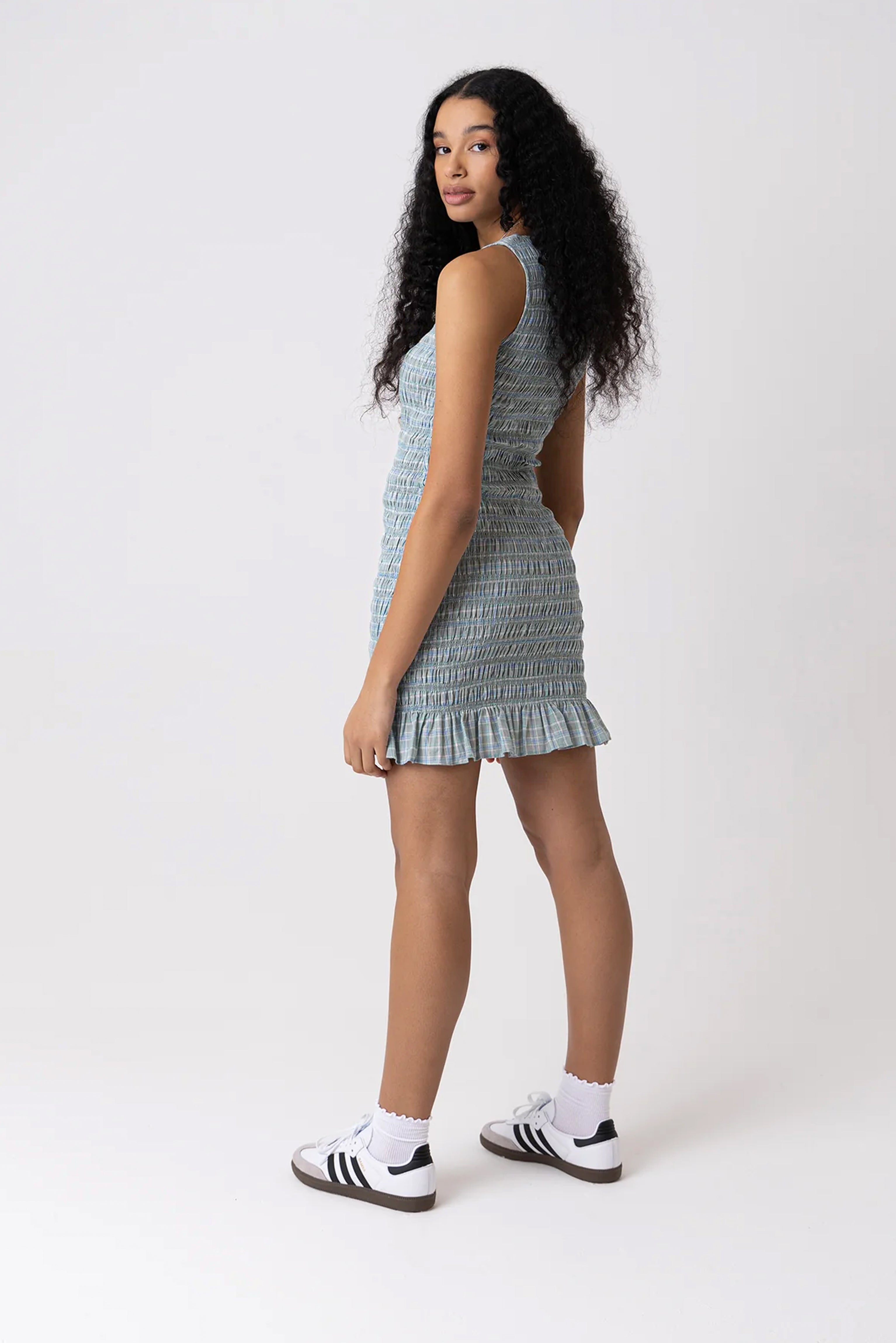 Poppy Lurex Mint Check Mini Dress