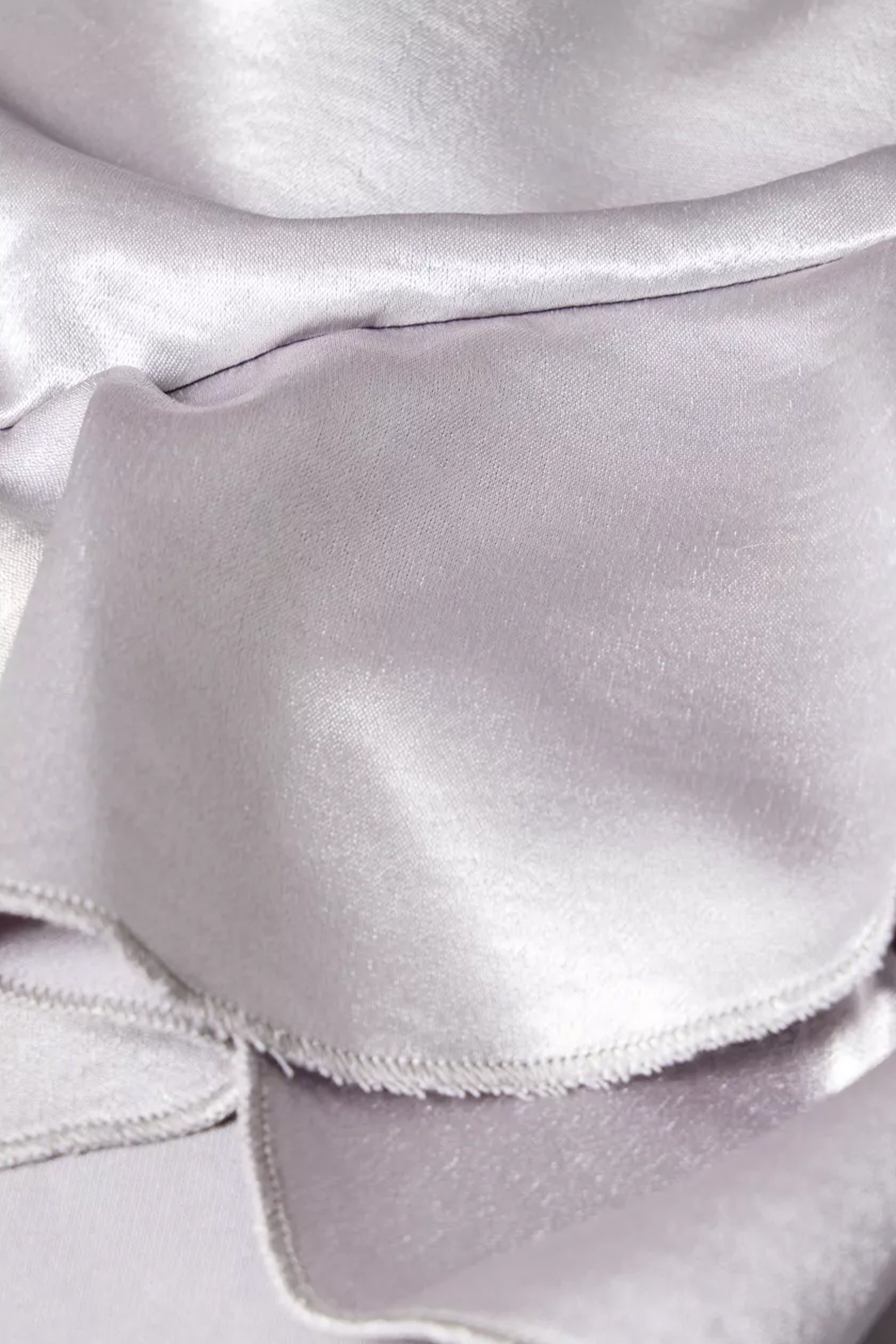 Susie Silver Satin Ruffle Flower Detail Top