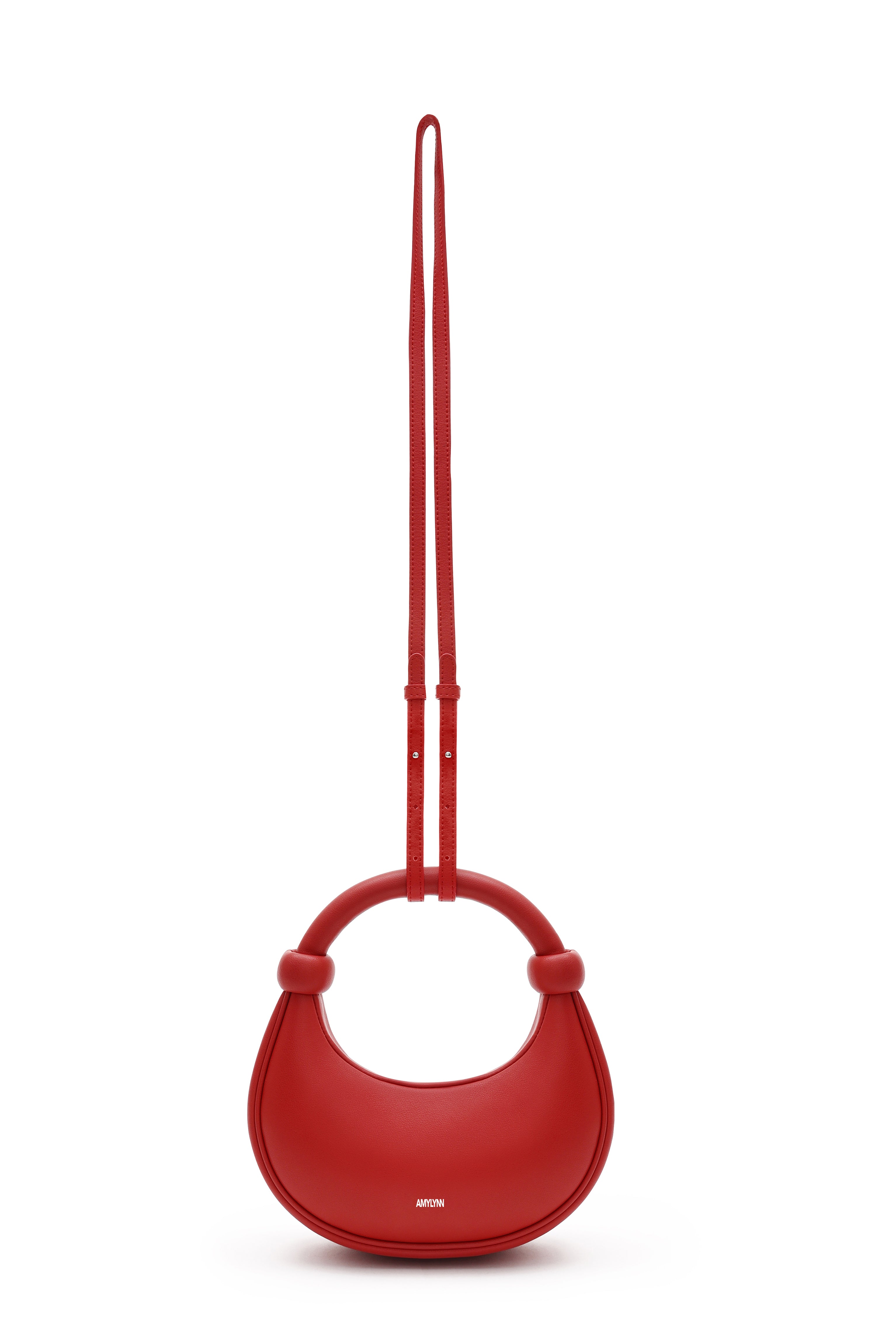 Kyoto Red Leather Crossbody Crescent Bag