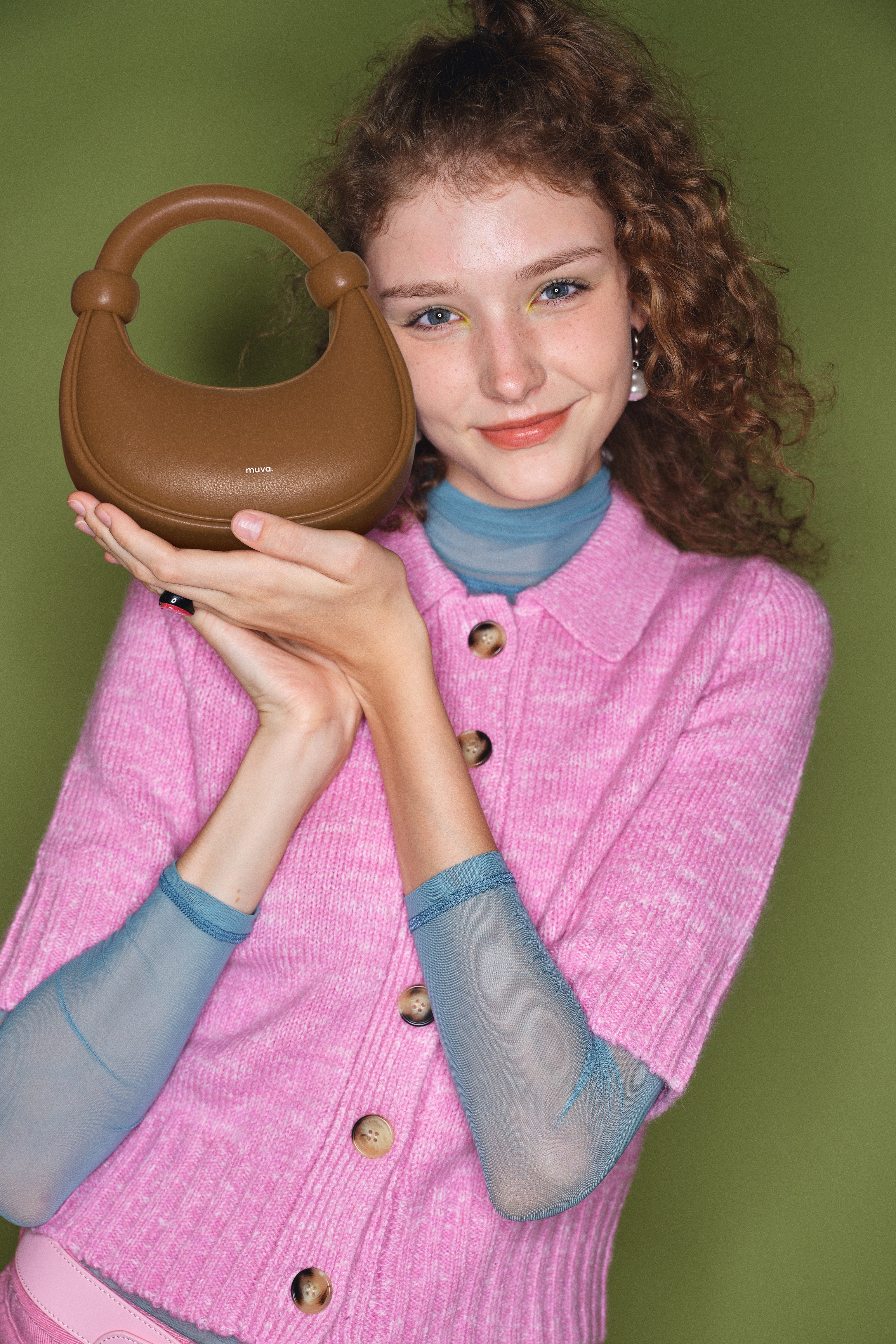 Kyoto Brown Leather Crossbody Crescent Bag