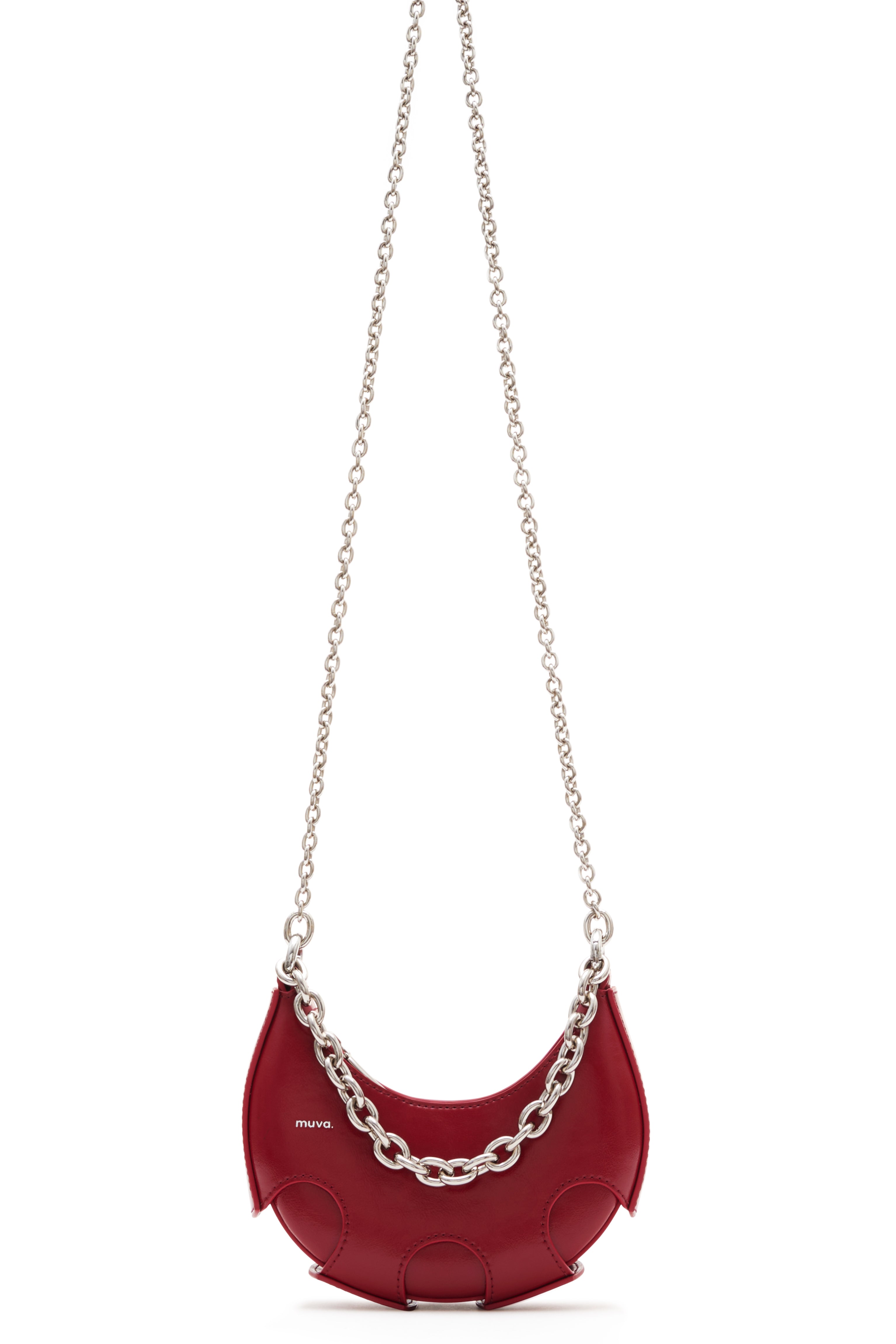 Reno Red Leather Handheld Crescent Mini Bag