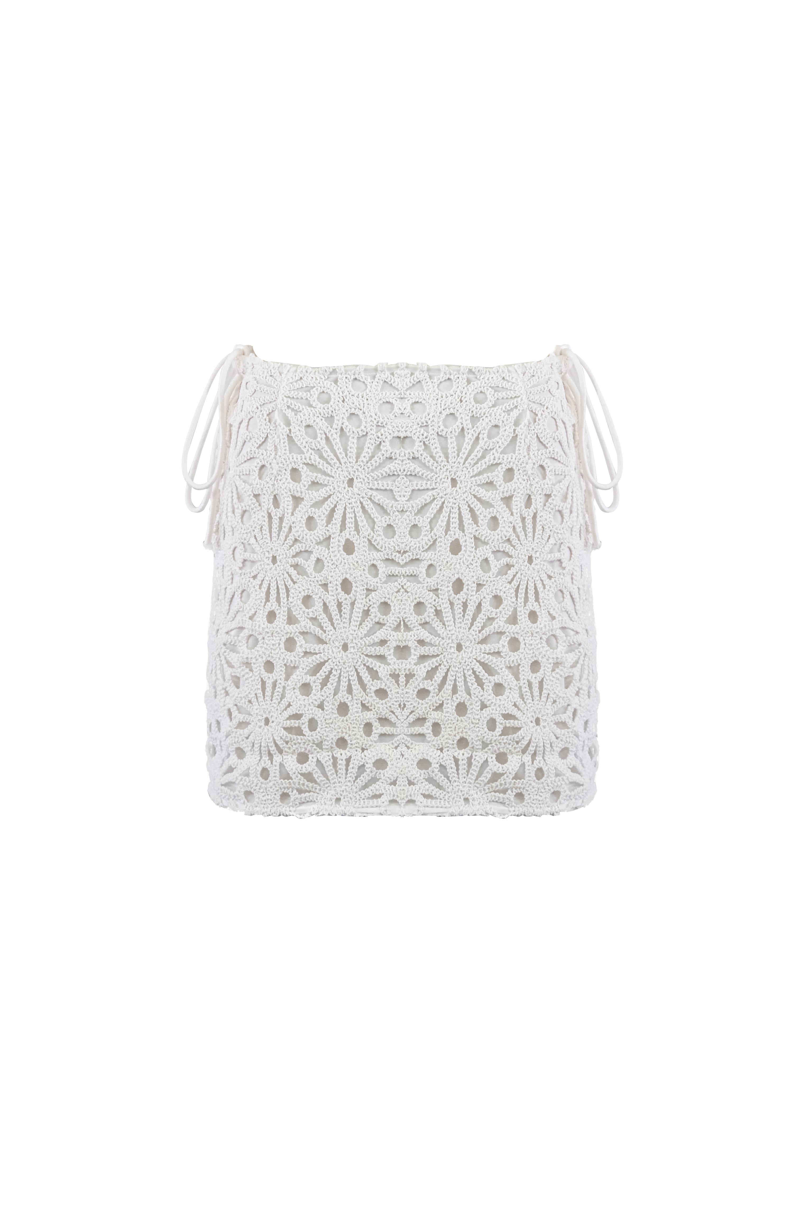 Bonnie White Crochet Mini Skirt