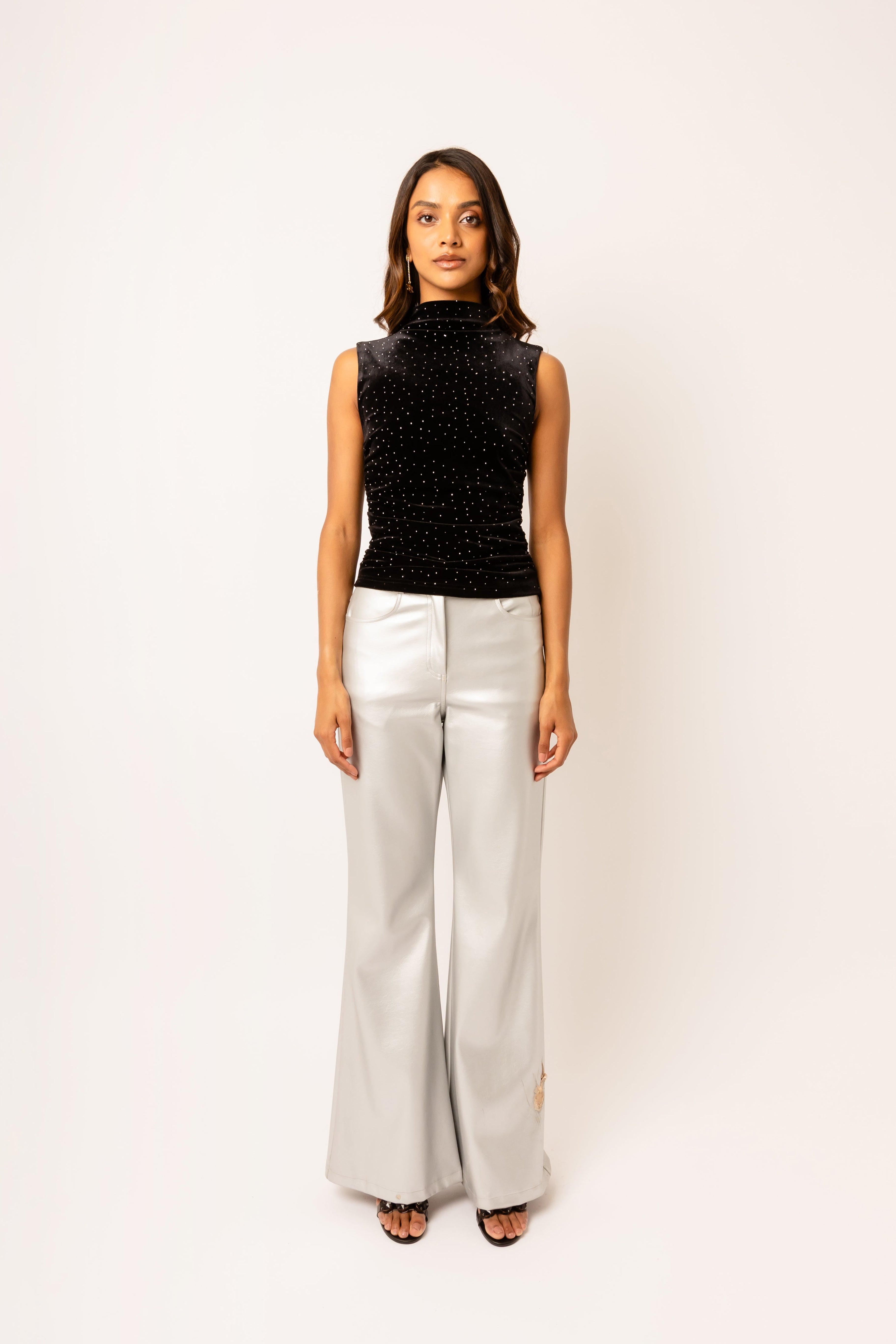 Elvis Black Studded Velvet Top