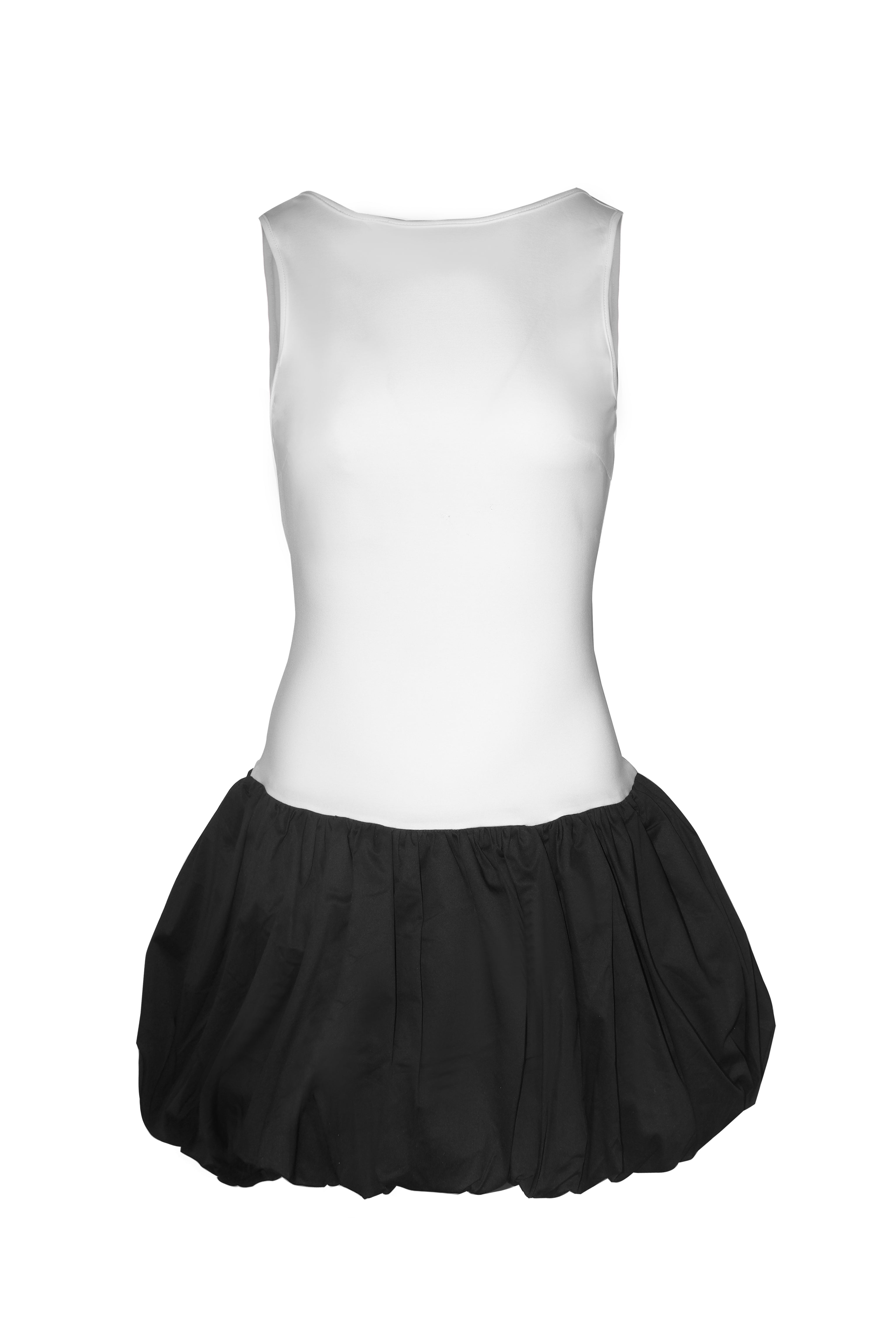 Robyn Monochrome Scoop Back Puffball Ultra Mini Dress
