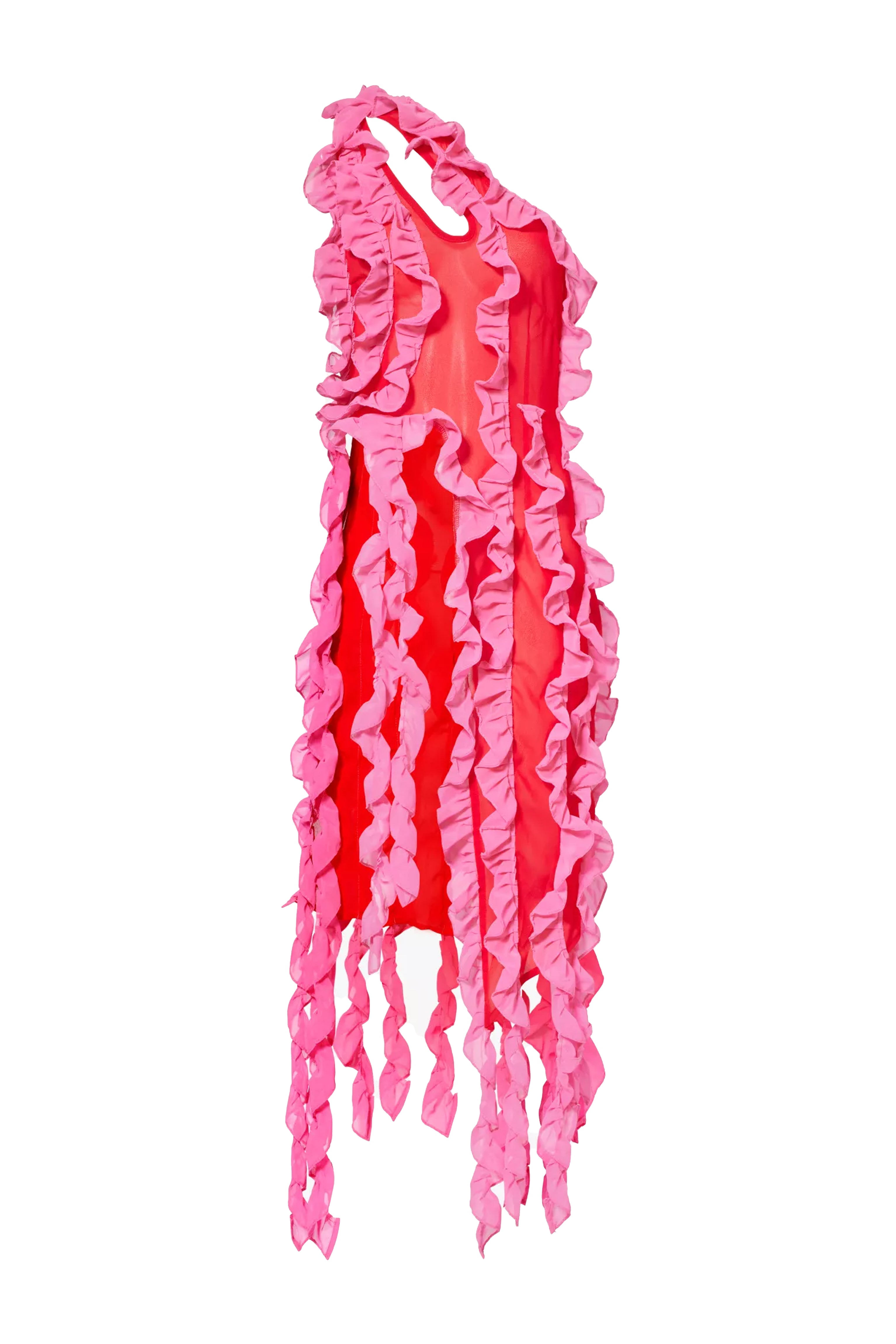 Suki Pink Ruffle Frill Chiffon Top