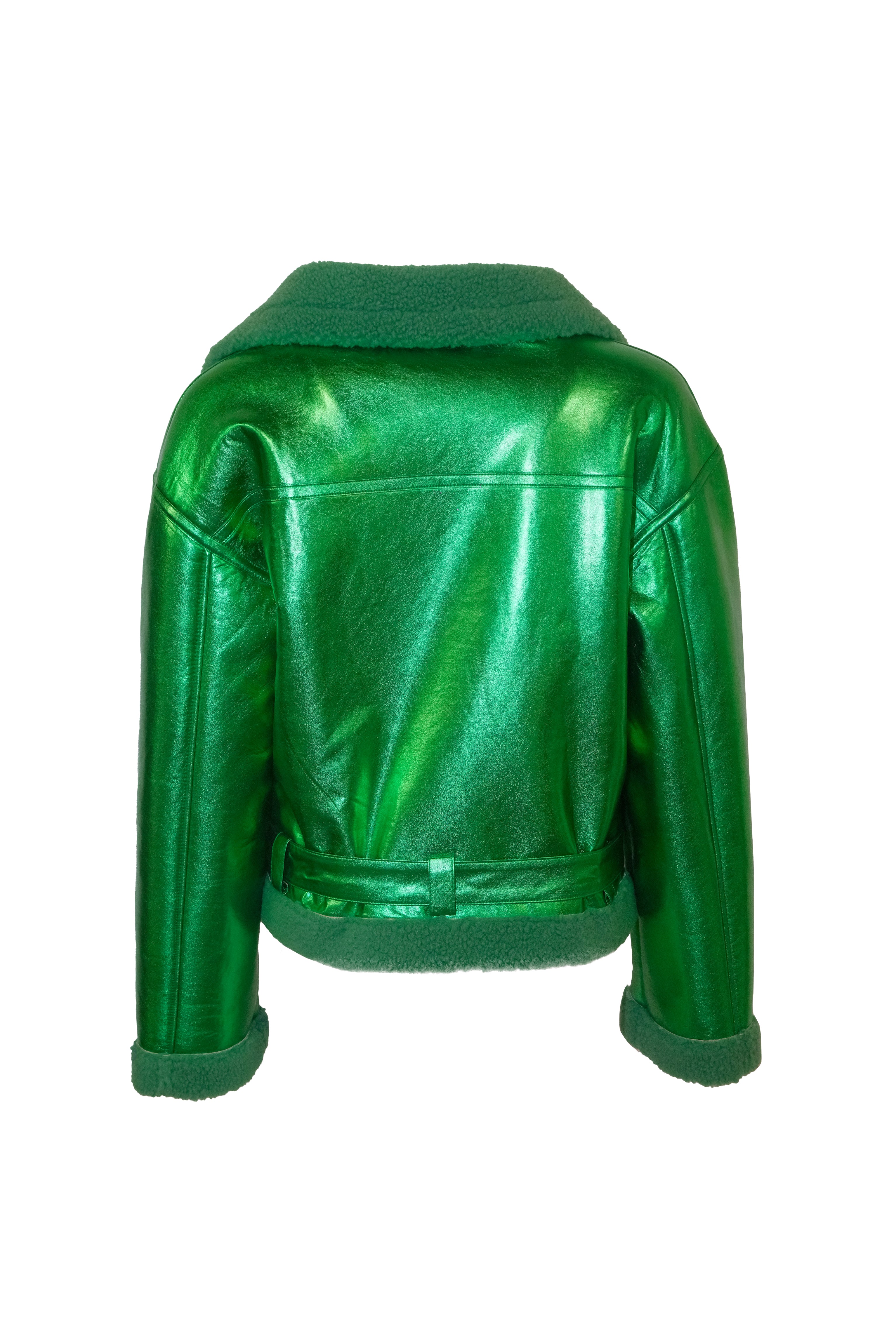 Otto Metallic Green Biker Jacket