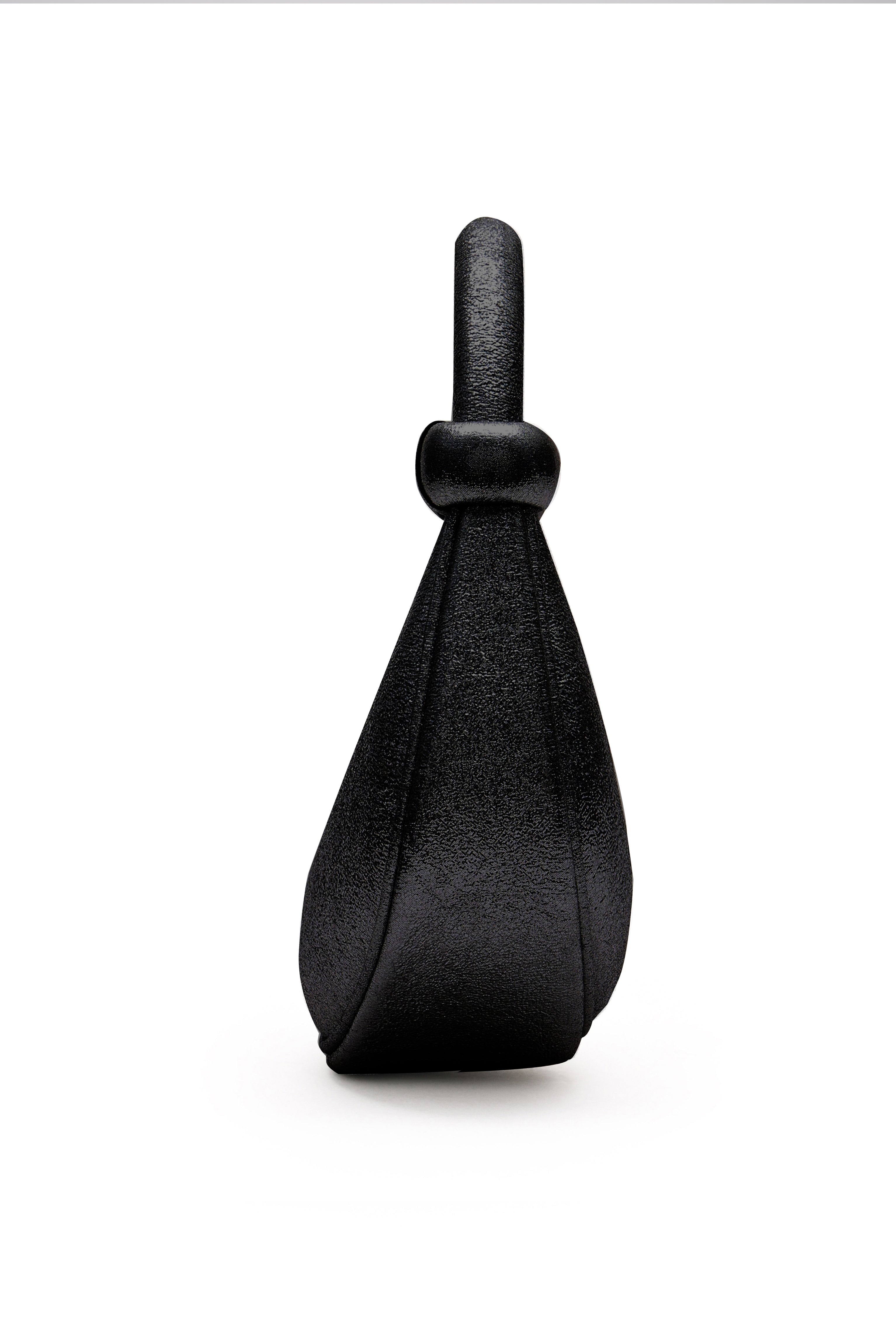 Kyoto Black Sparkle Leather Crossbody Crescent Bag