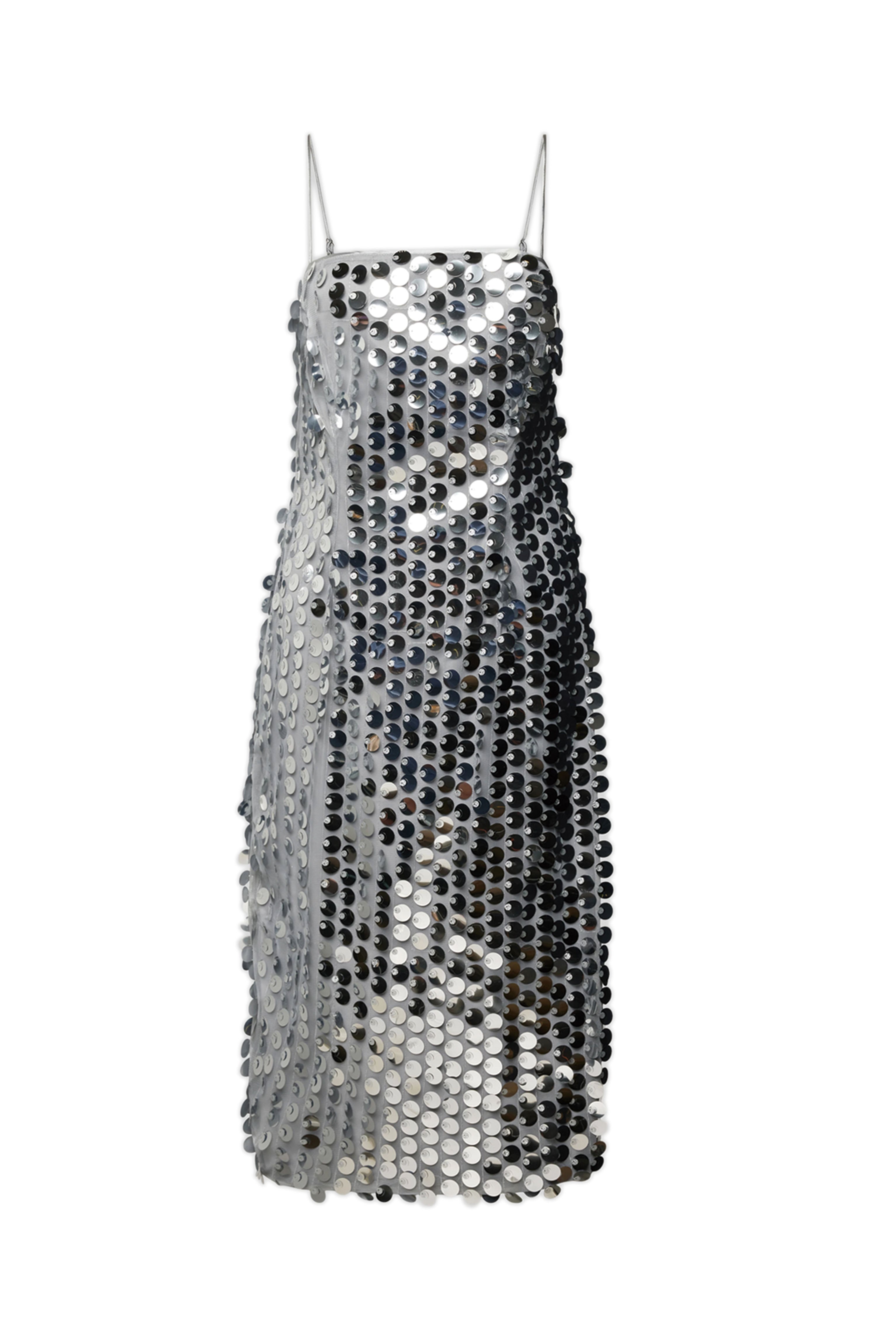 Farley Silver Disc Sequin Midi Dress