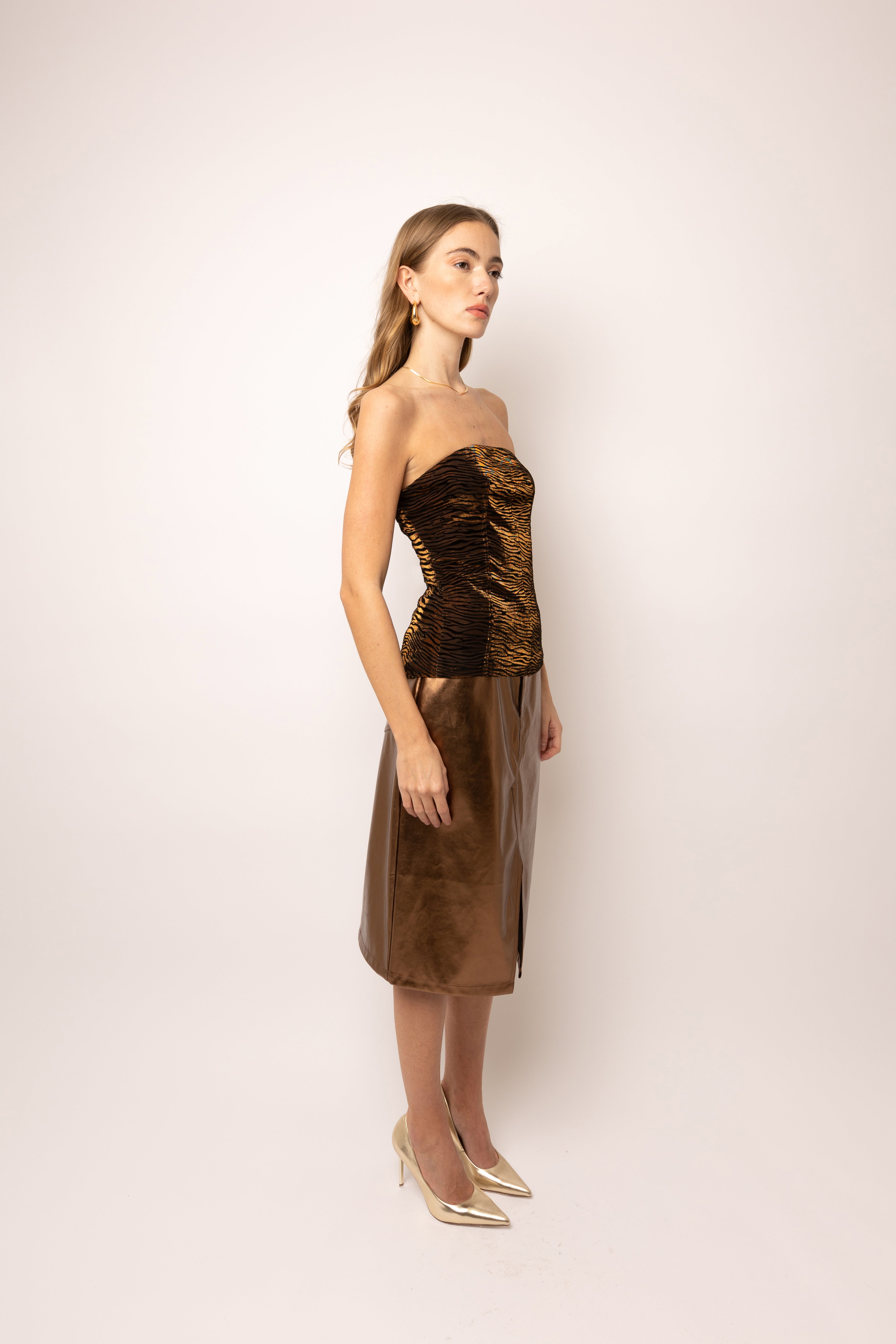 Johanna Tiger Velvet Burnout Bardot Top