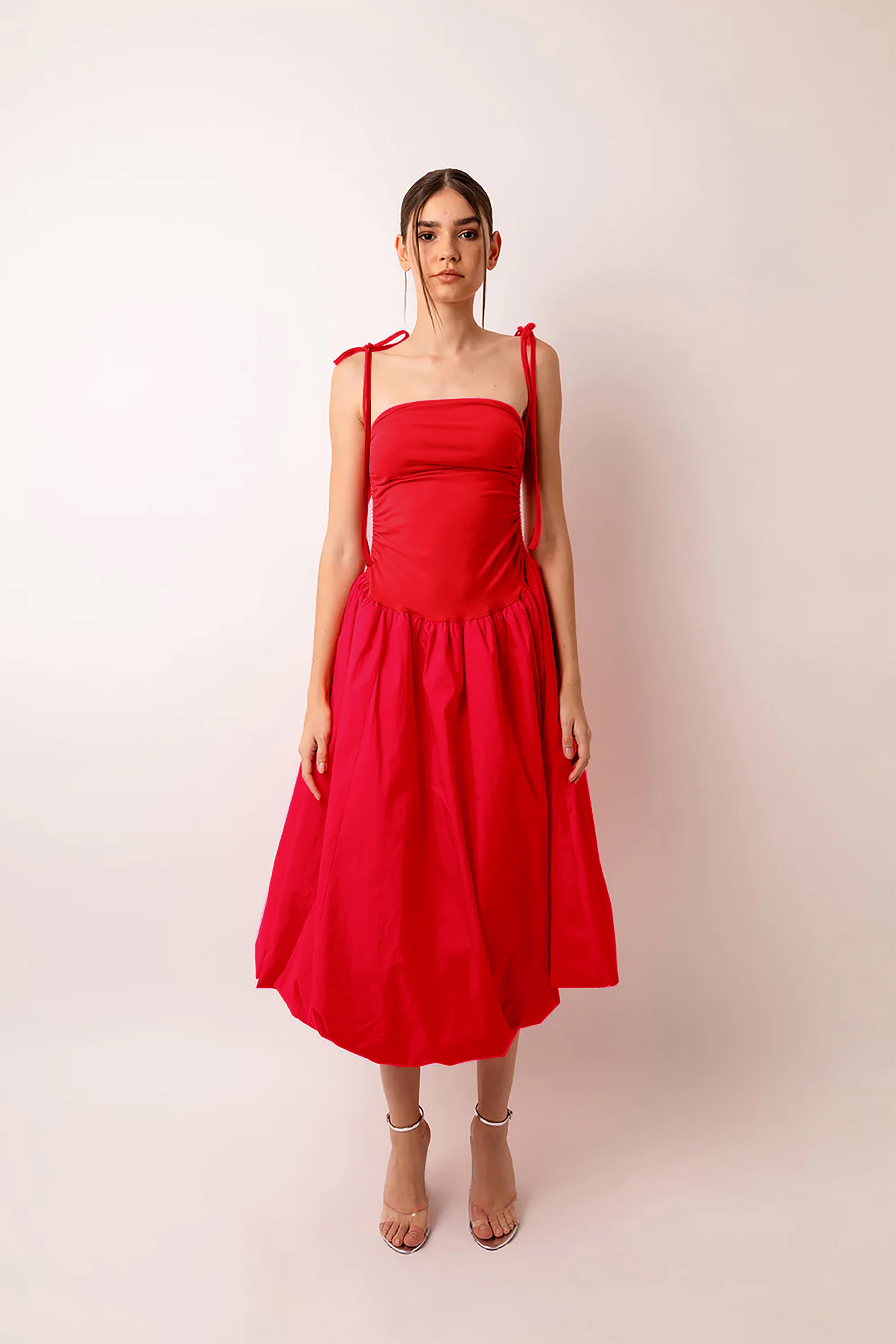 Alexa Cherry Red Puffball Dress