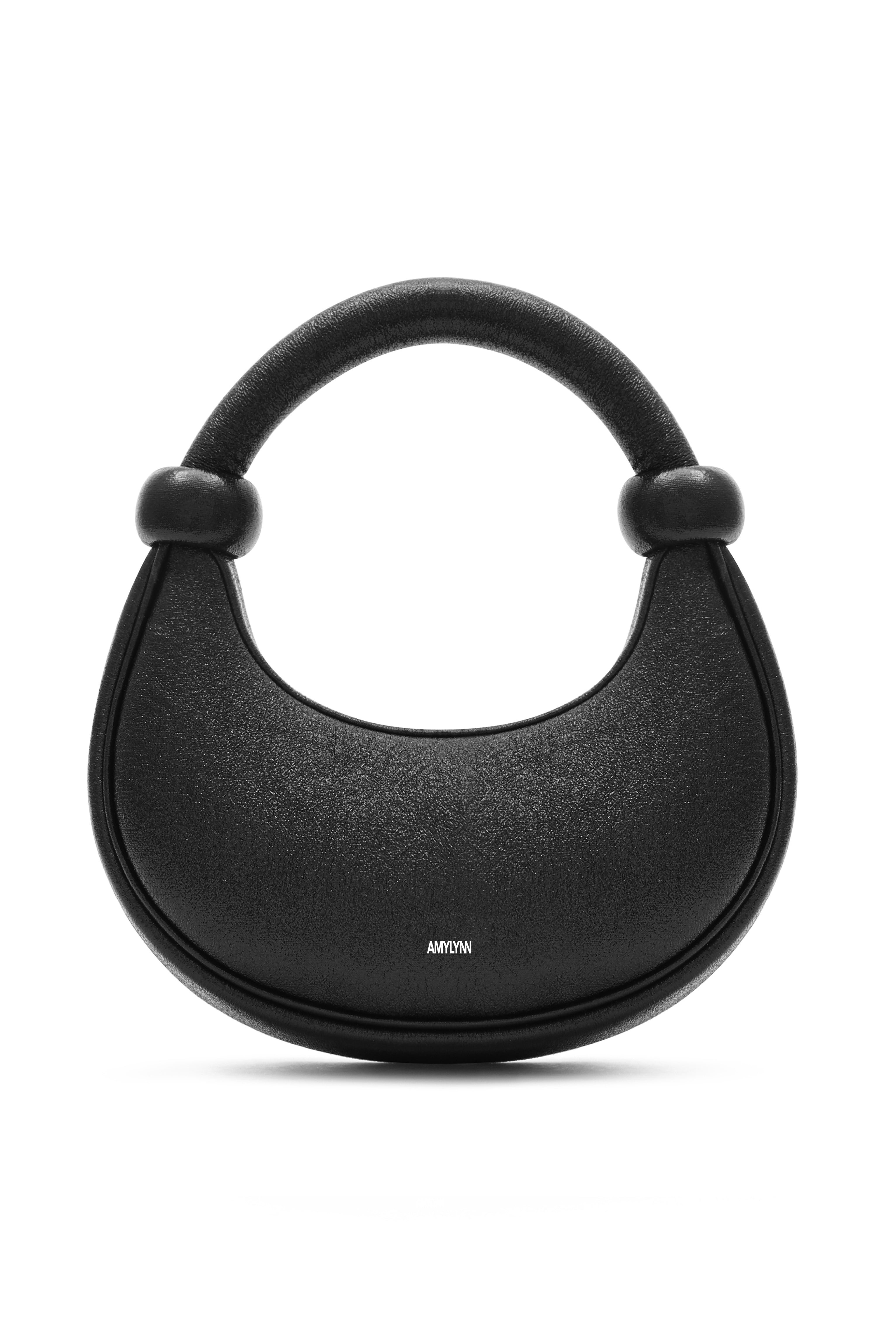 Kyoto Black Sparkle Leather Crossbody Crescent Bag