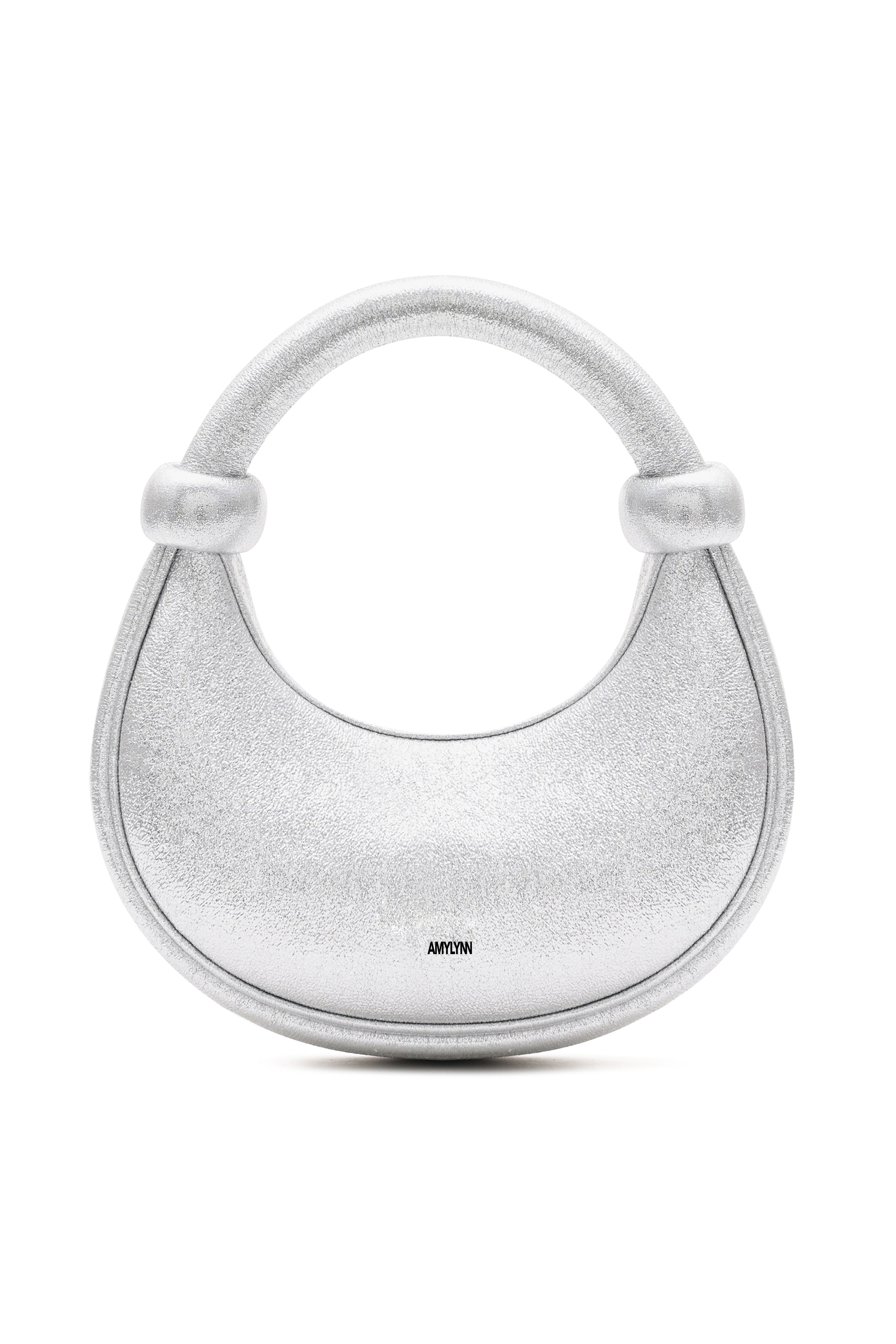 Kyoto Silver Sparkle Leather Crossbody Crescent Bag