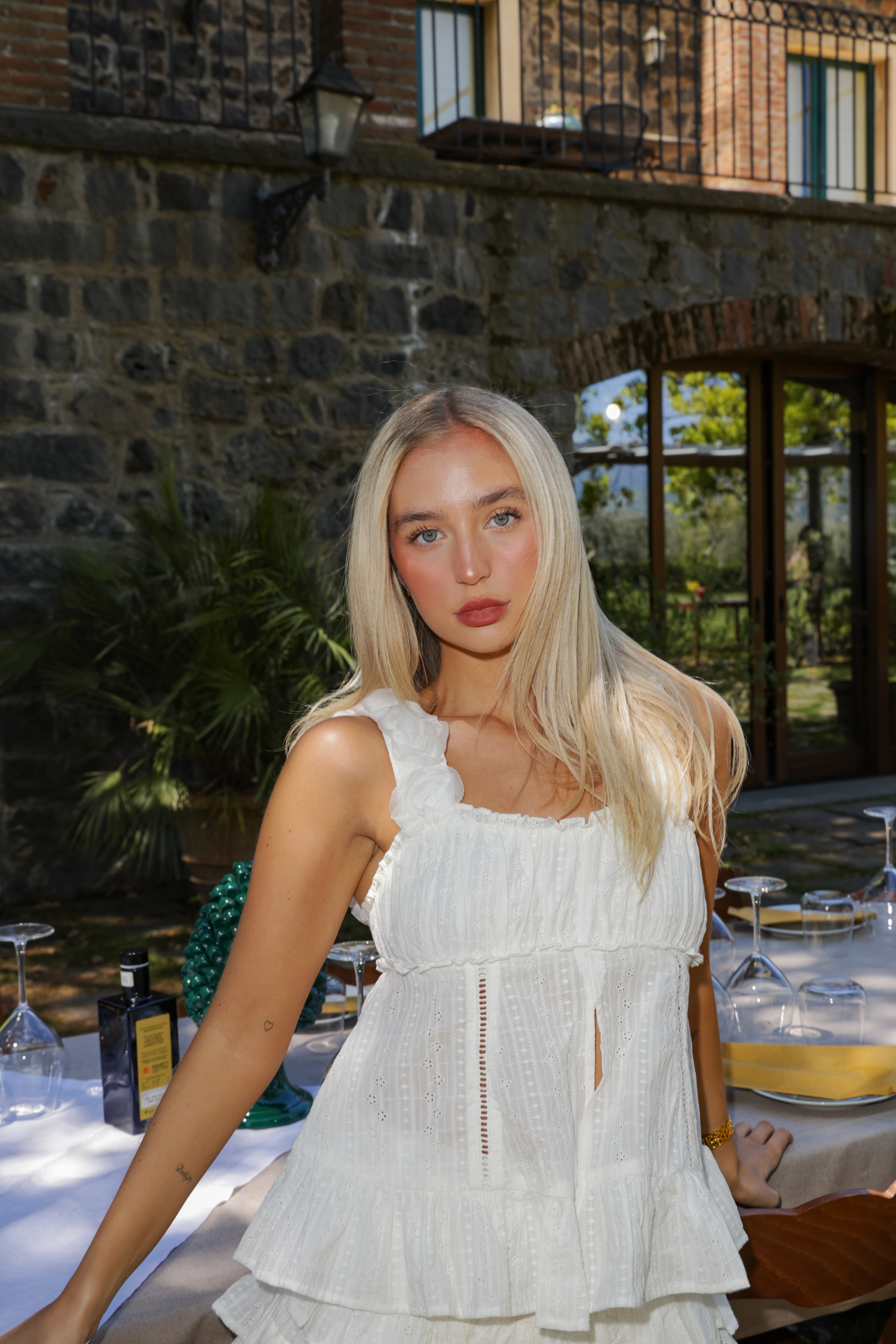 Emma Pure Cotton White Broderie Top