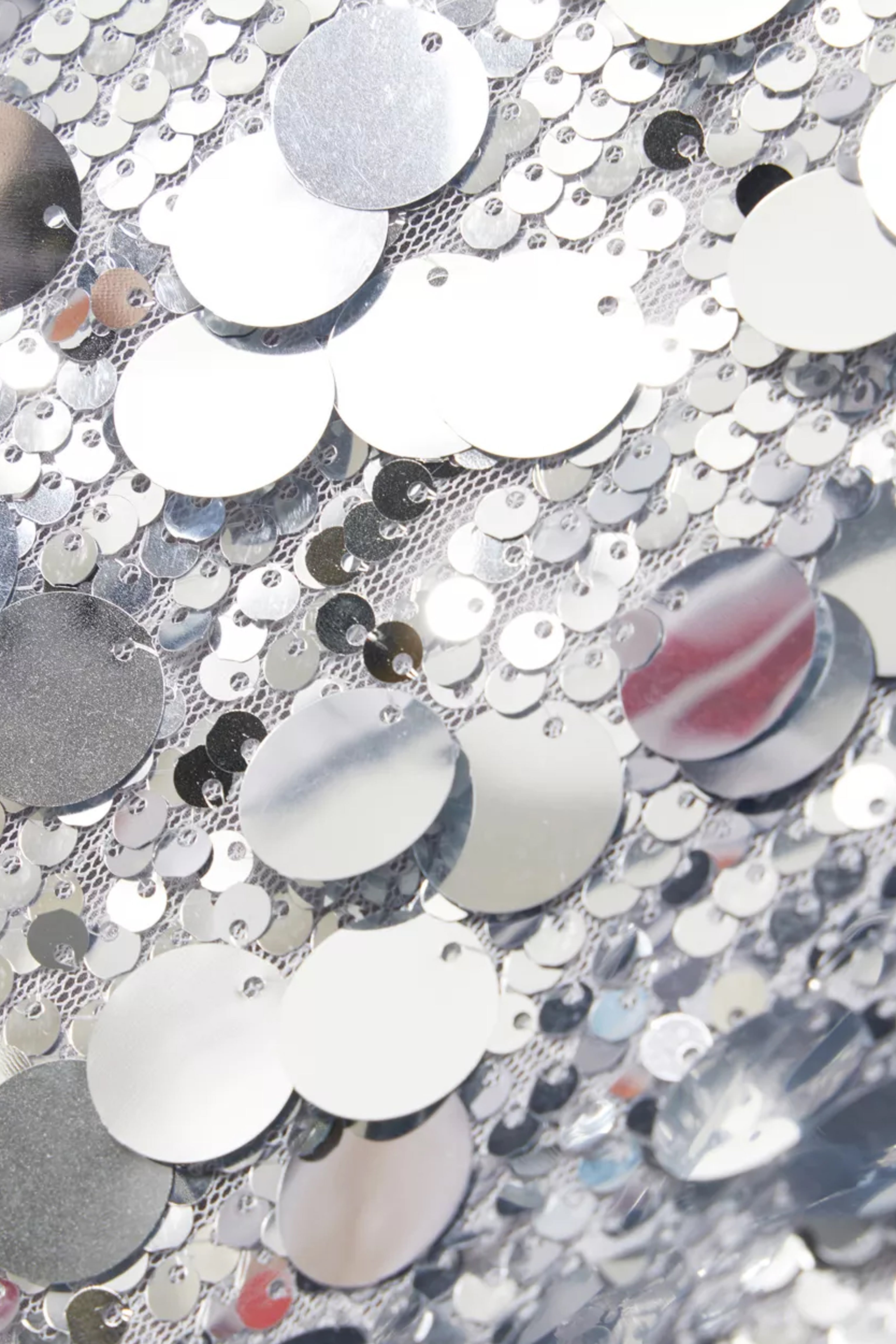 Octavia Silver High Neck Disc Sequin Top