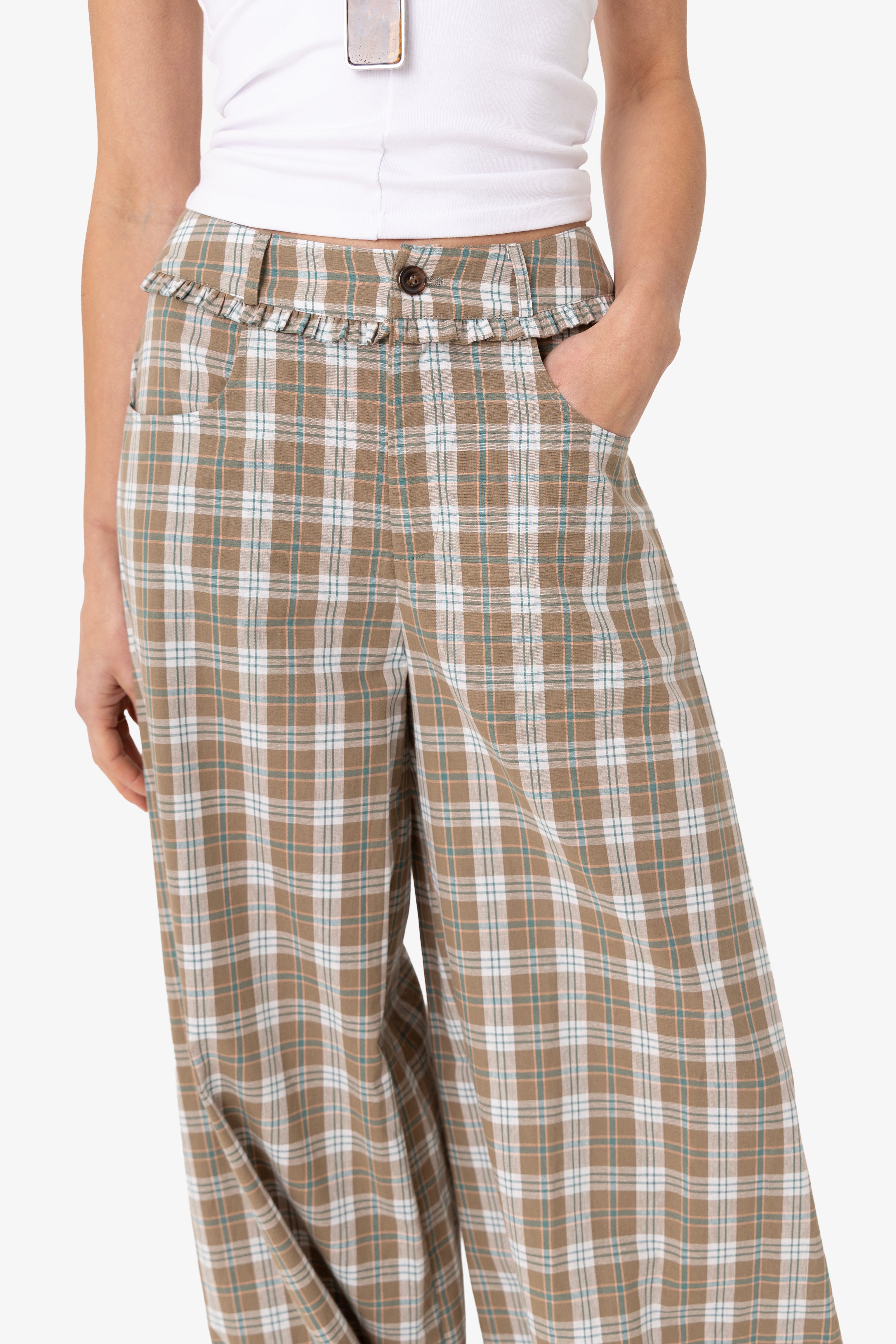 Esme Green Check Cotton Balloon Trousers