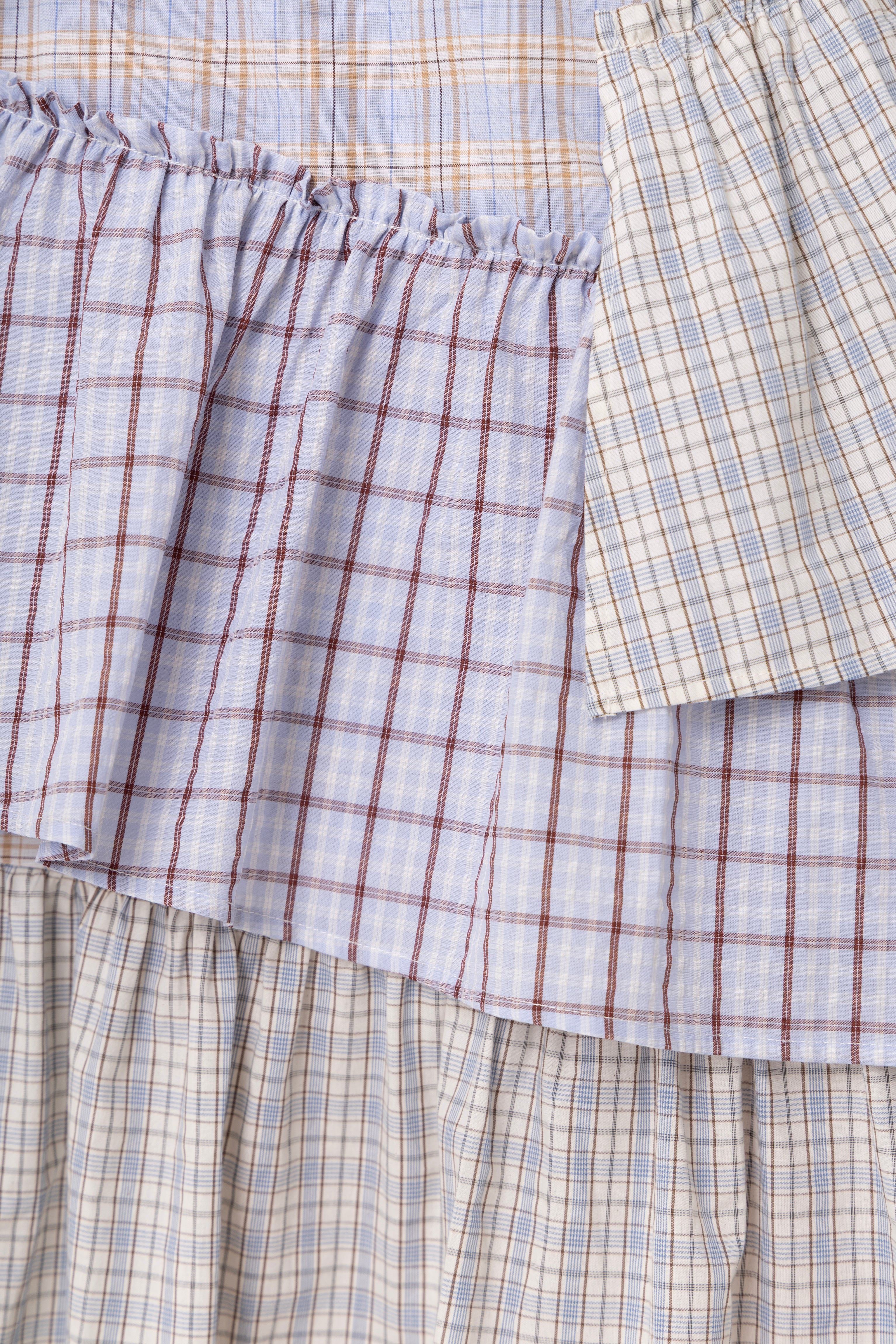 Thea Multi Check Cotton Smocked Tiered Skirt