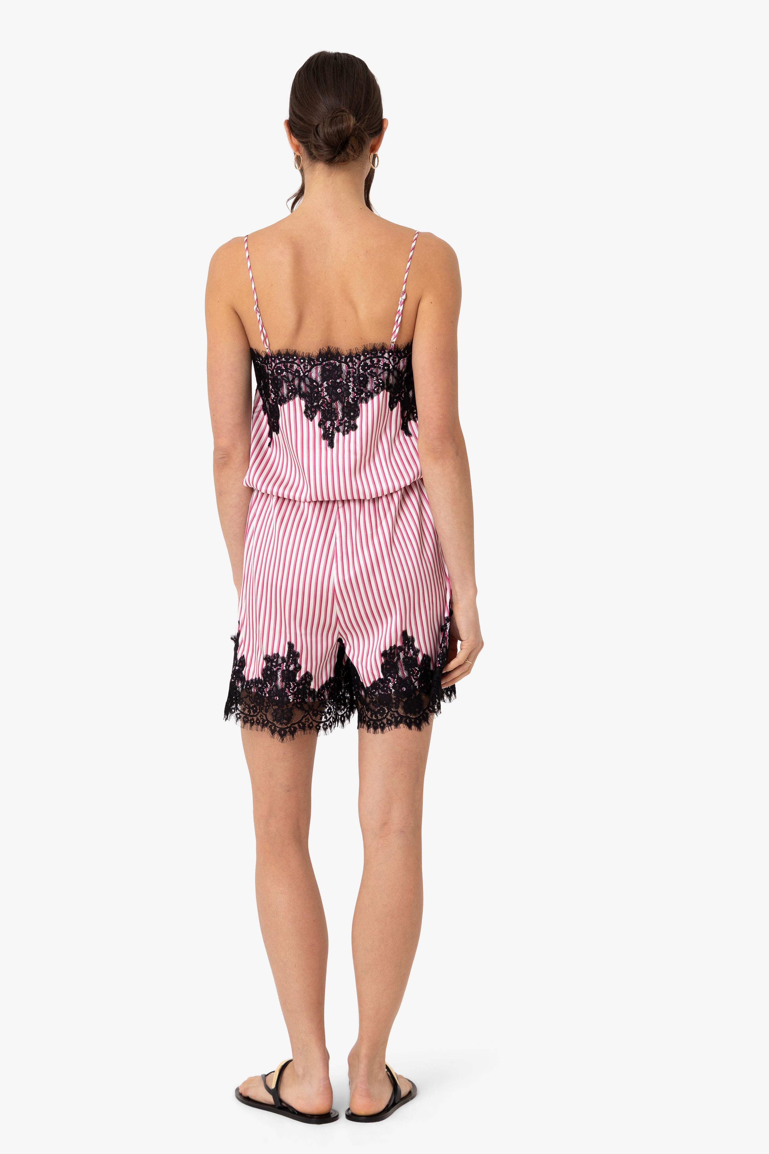Palma Pink Satin Lace Playsuit