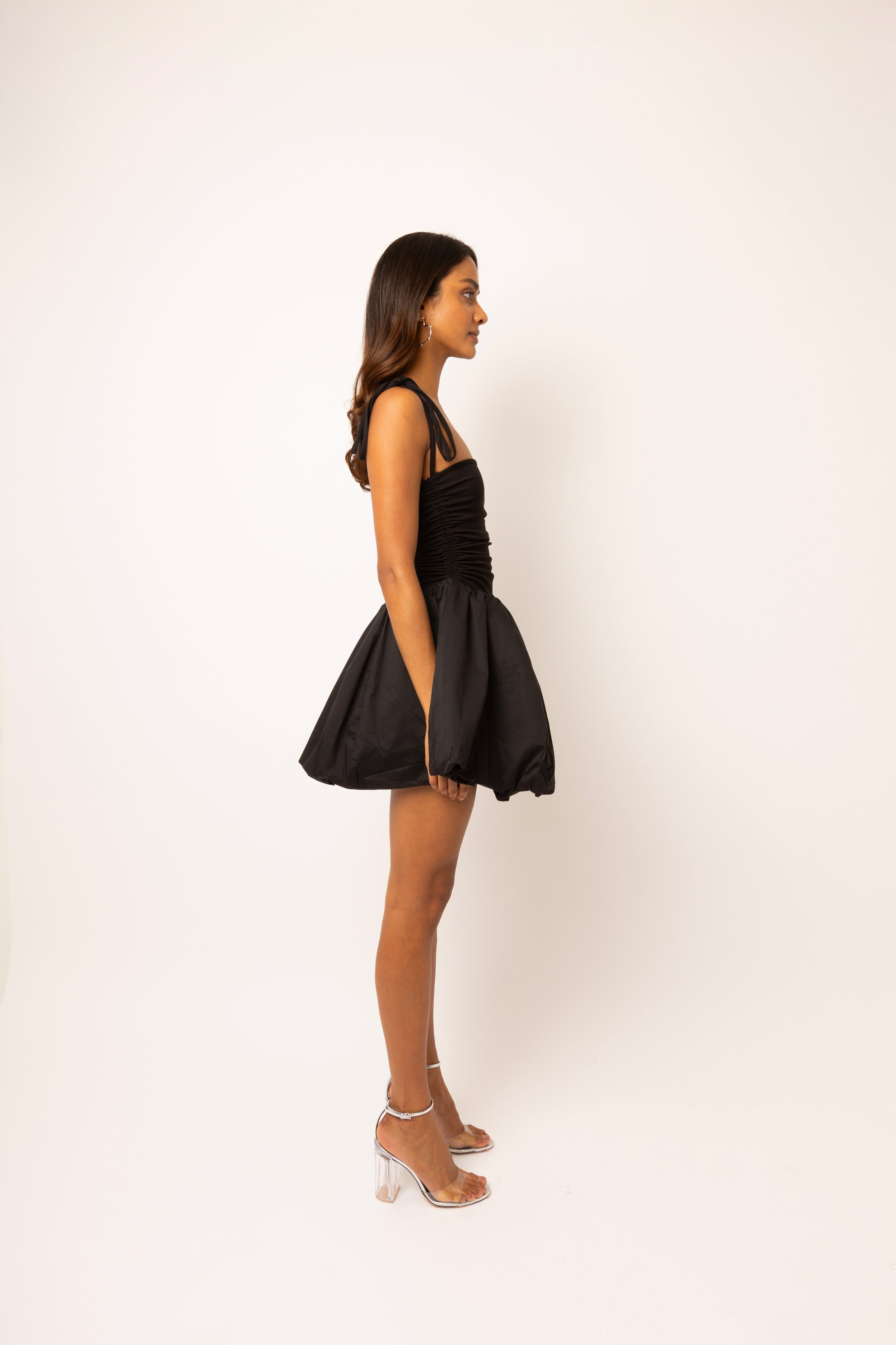 Alexa Black Puffball Mini Dress