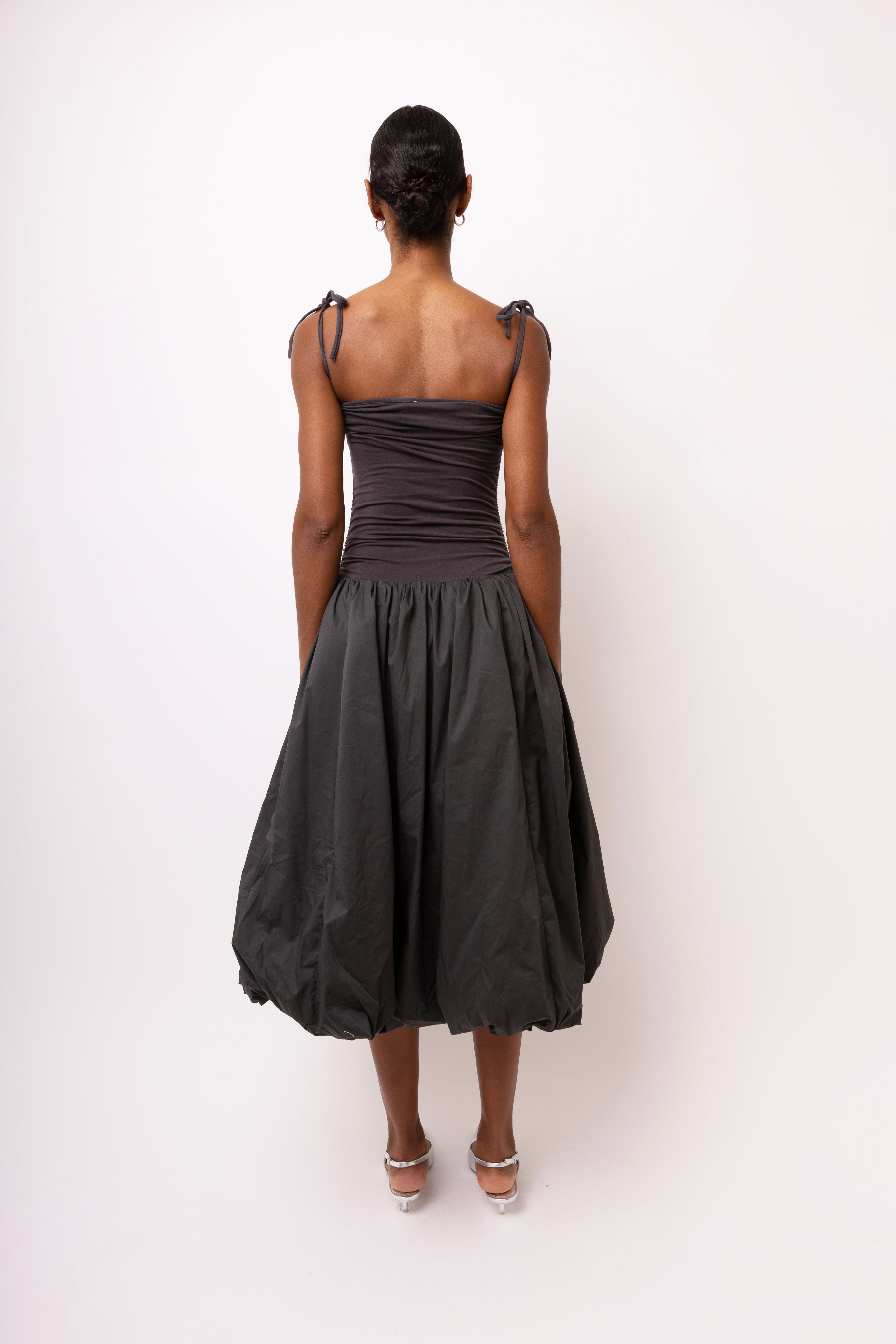 Alexa Dark Grey Puffball Dress