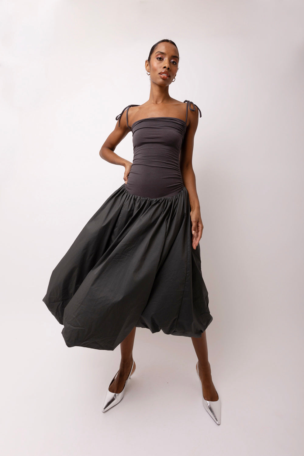 Alexa Dark Grey Puffball Dress