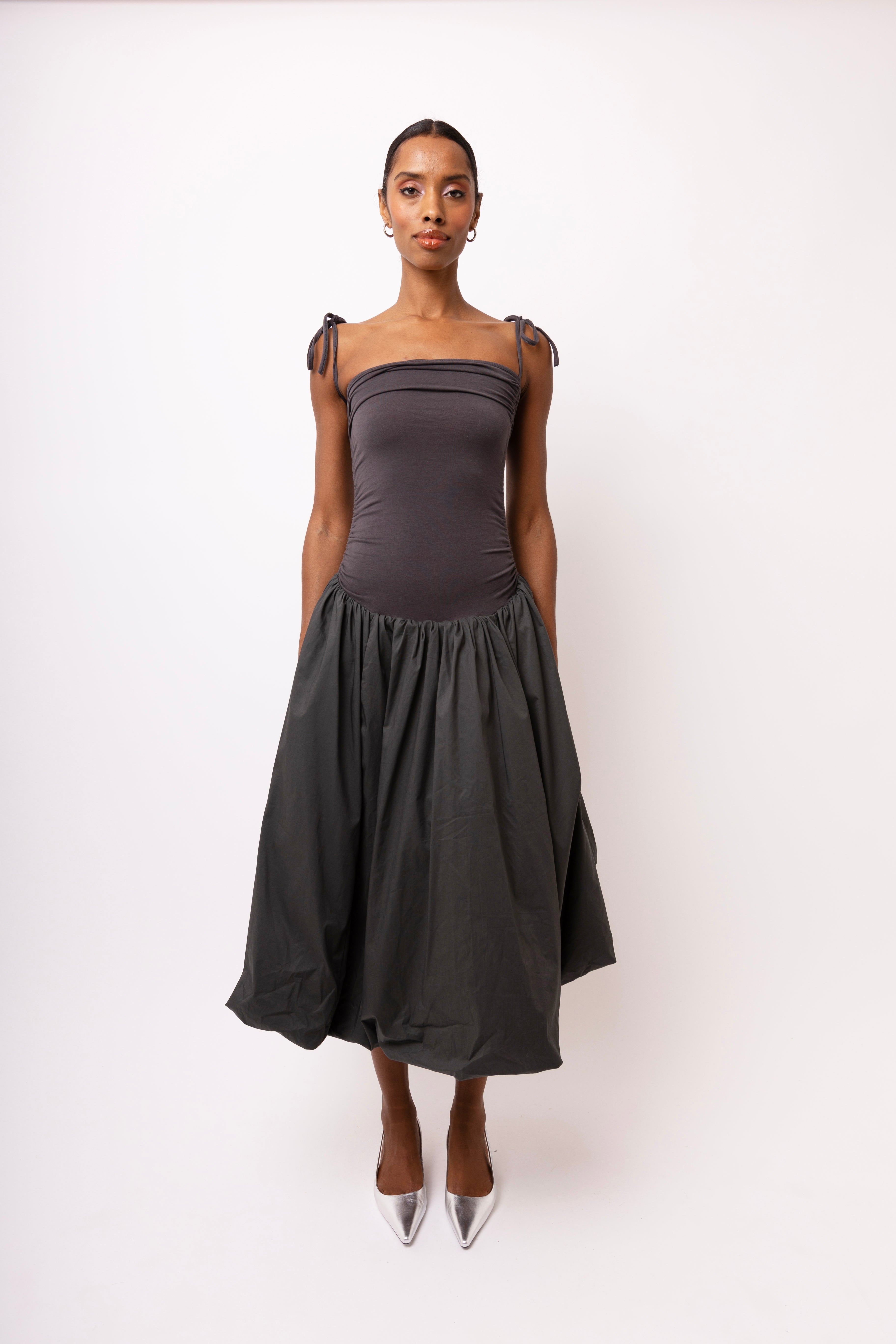 Alexa Dark Grey Puffball Dress